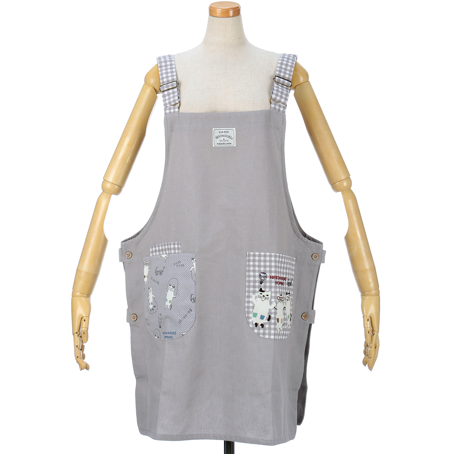 ねこまるけ 両脇釦あきエプロン