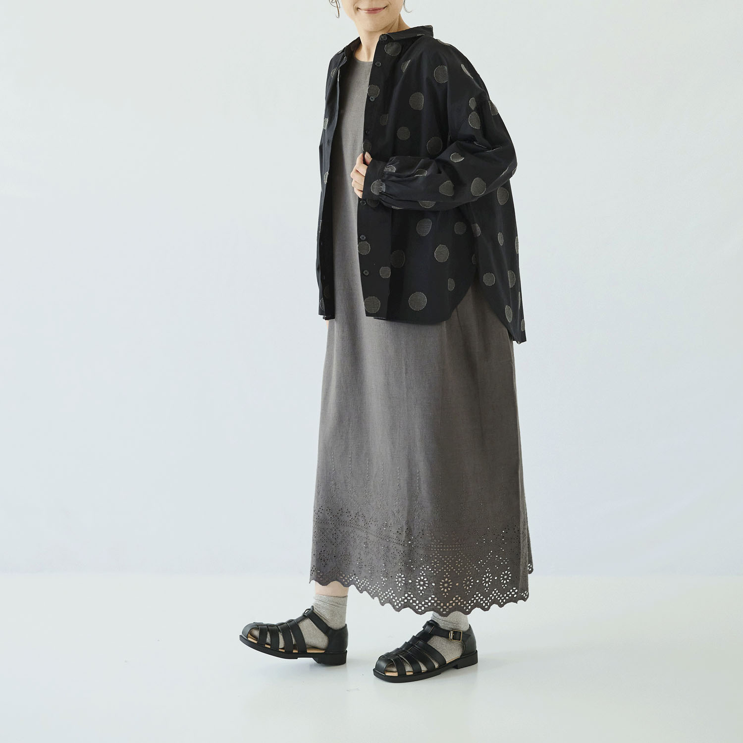 ノンノ ジャガードランダムドット柄シャツチュニック - 画像14