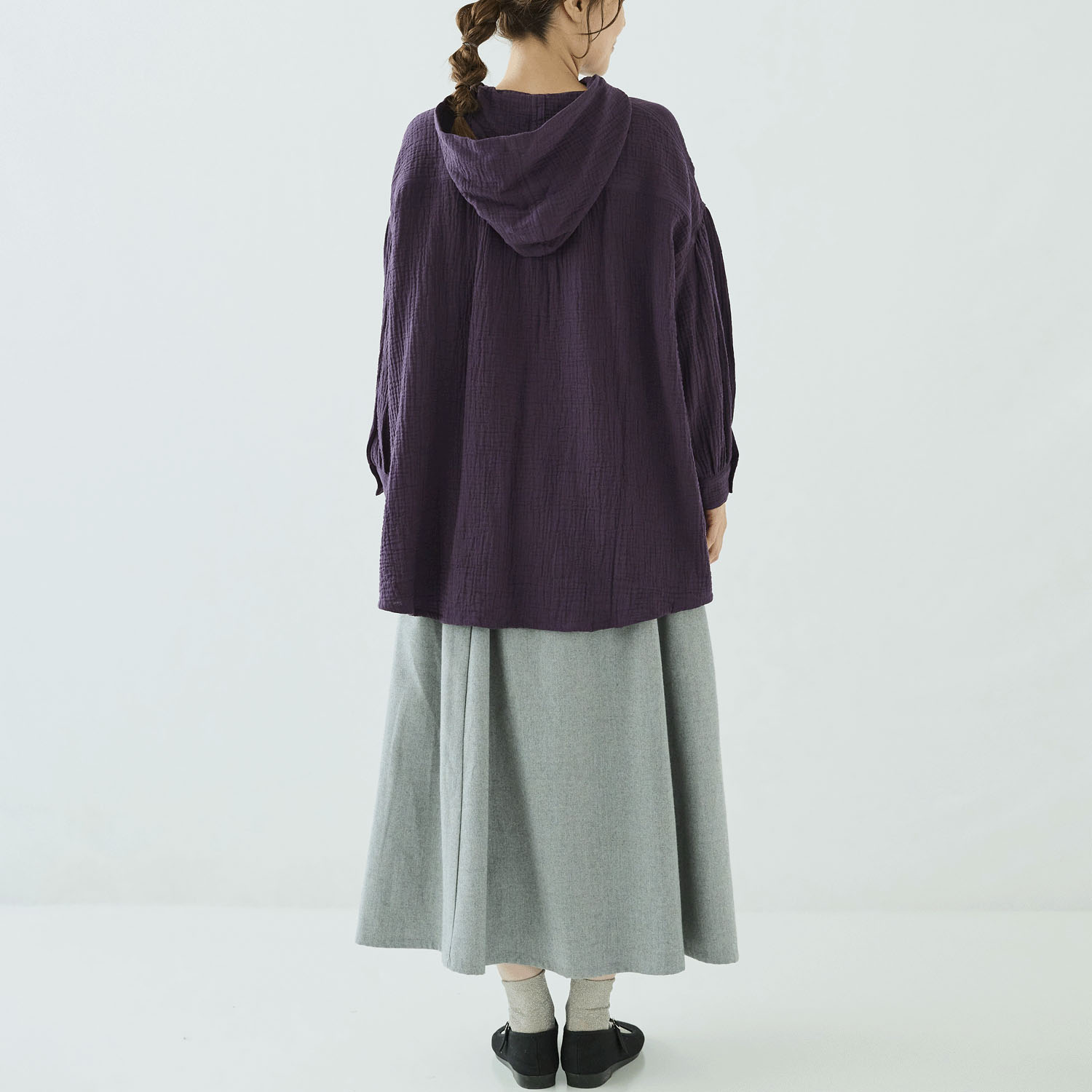 ノンノ コットン楊柳Wガーゼ半開フード付きチュニック - 画像15