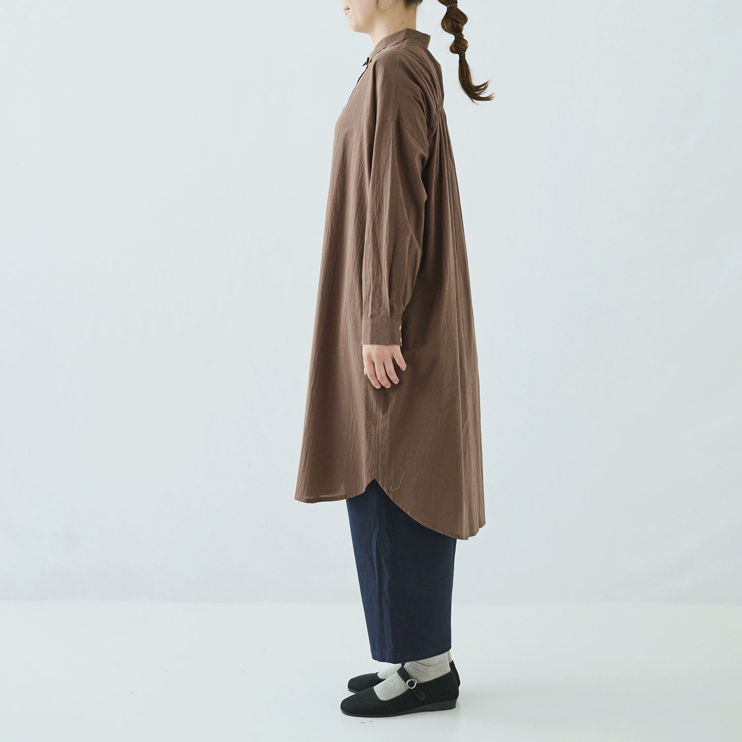 ノンノ コットン布帛無地 シャツワンピース - 画像3