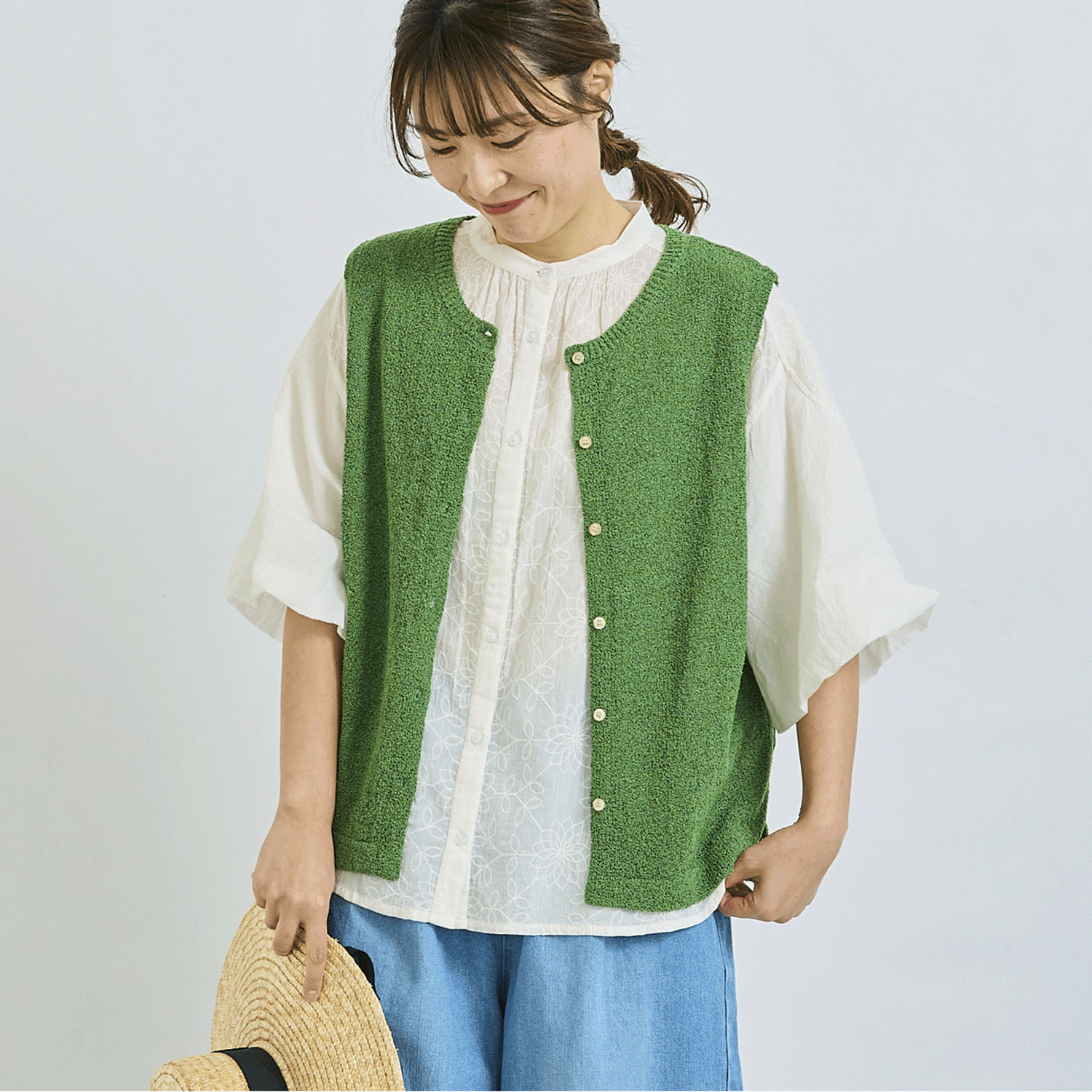 ノンノ 綿ボイルシフリー刺繍ブラウス - 画像2