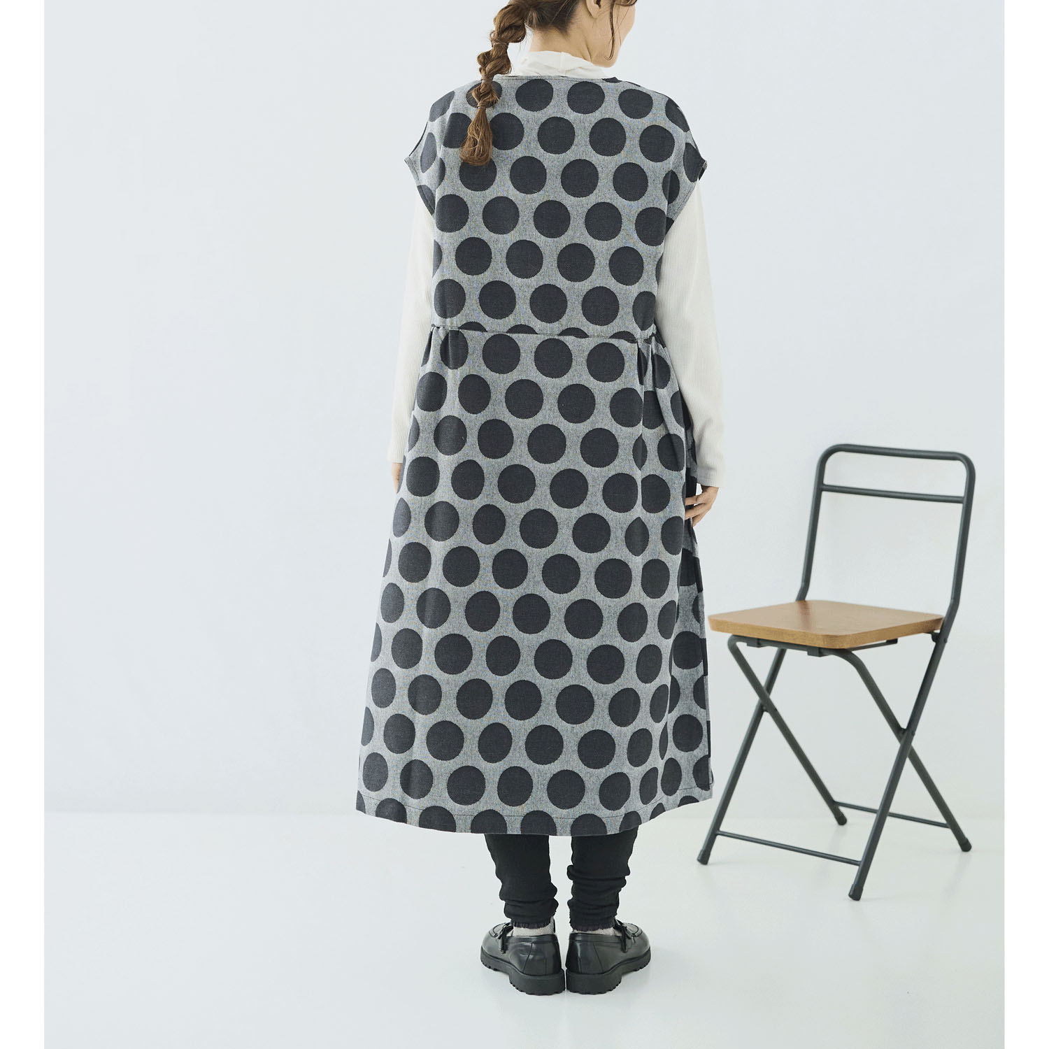 cloudnine ノンノ  表起毛T／Cツイルジャガードドット フレンチスリーブワンピース - 画像6