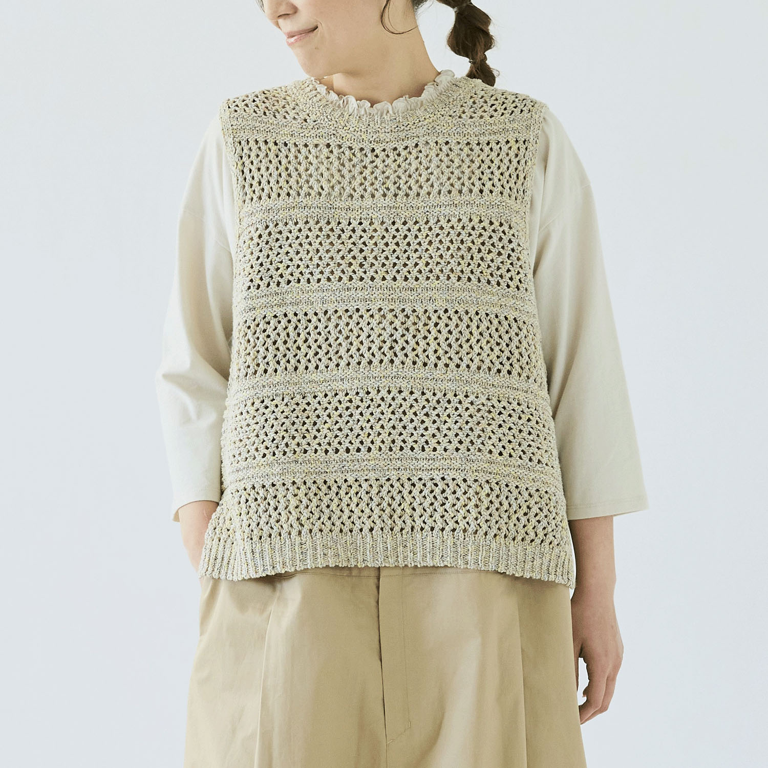 ノンノ MIXテープヤーン ニットベスト - 画像7