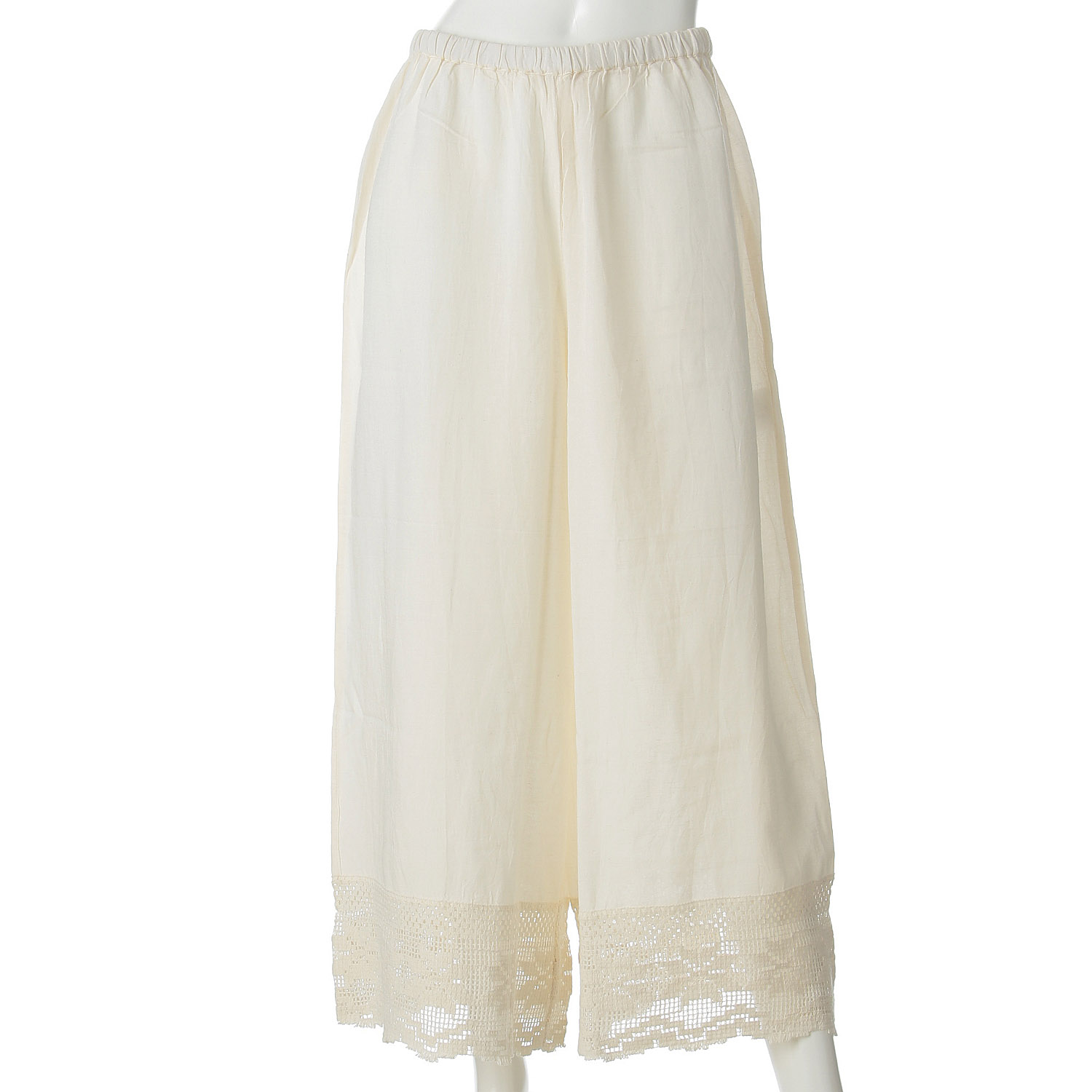 【ETONET限定】オーブ 綿麻レーヨンロングレース切替ペチパンツ - 画像3