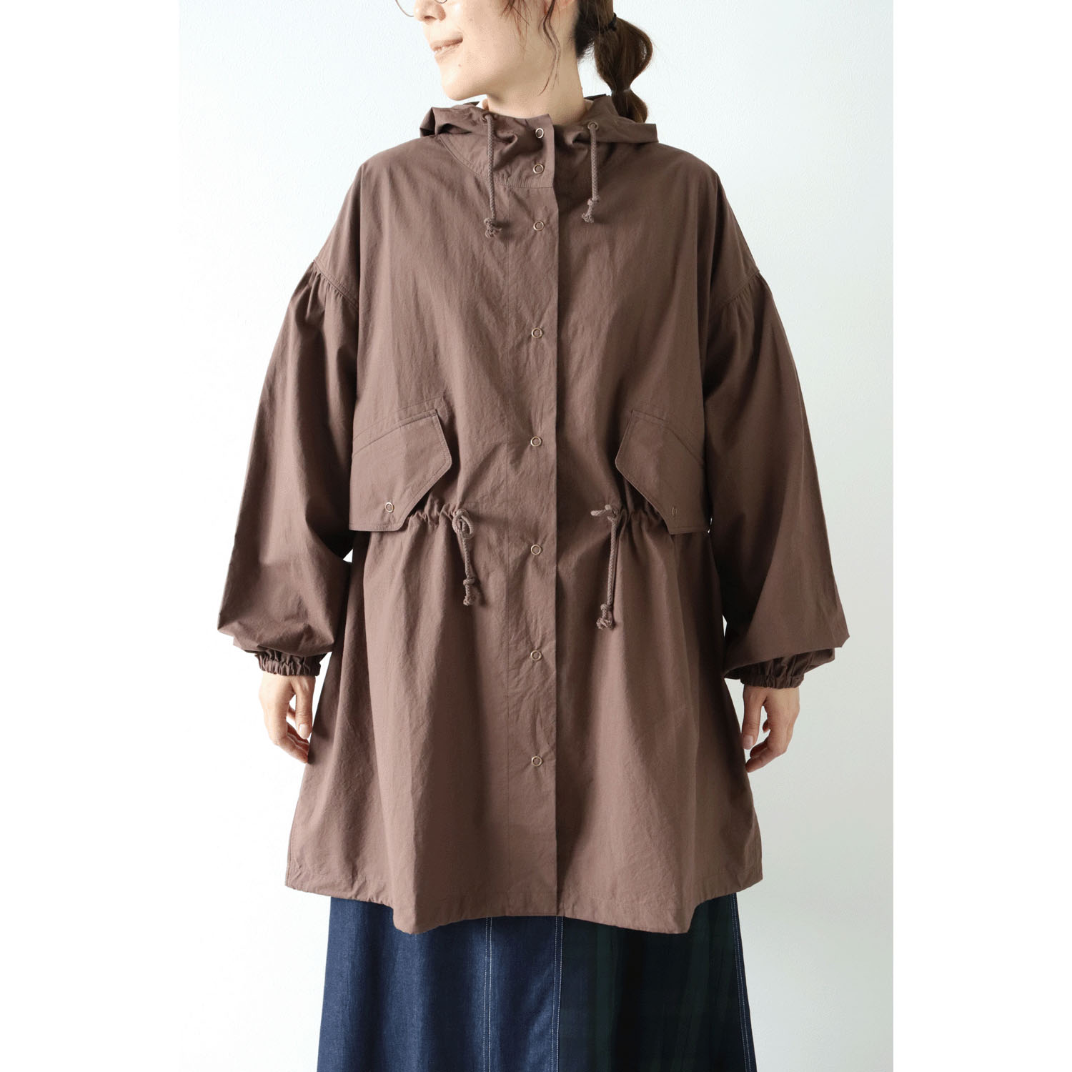 ノンノ コットンワッシャー フード付きコート - 画像1