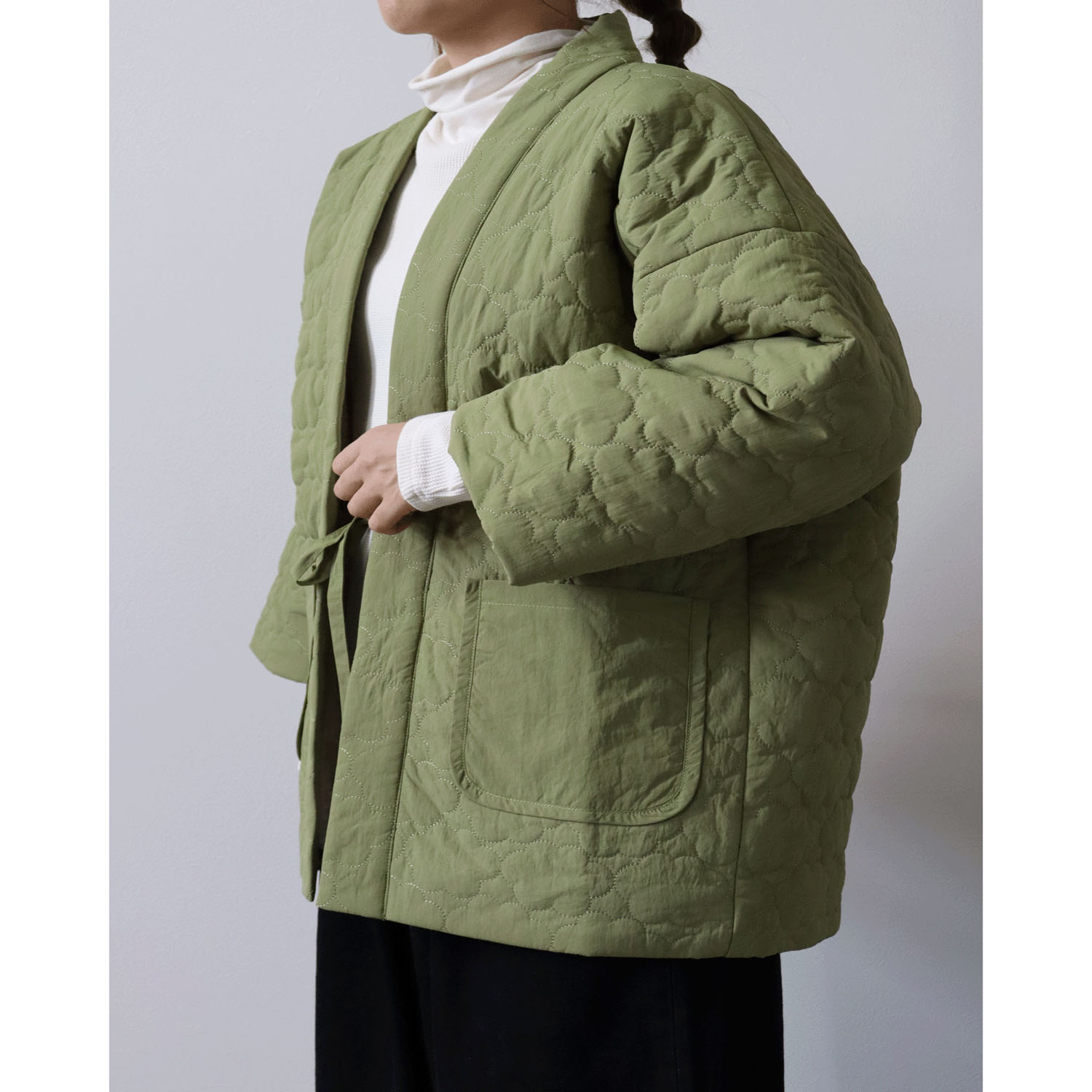 cloudnine ノンノ ナイロン中綿入り雲形キルト裏ボアフリースはんてん - 画像12