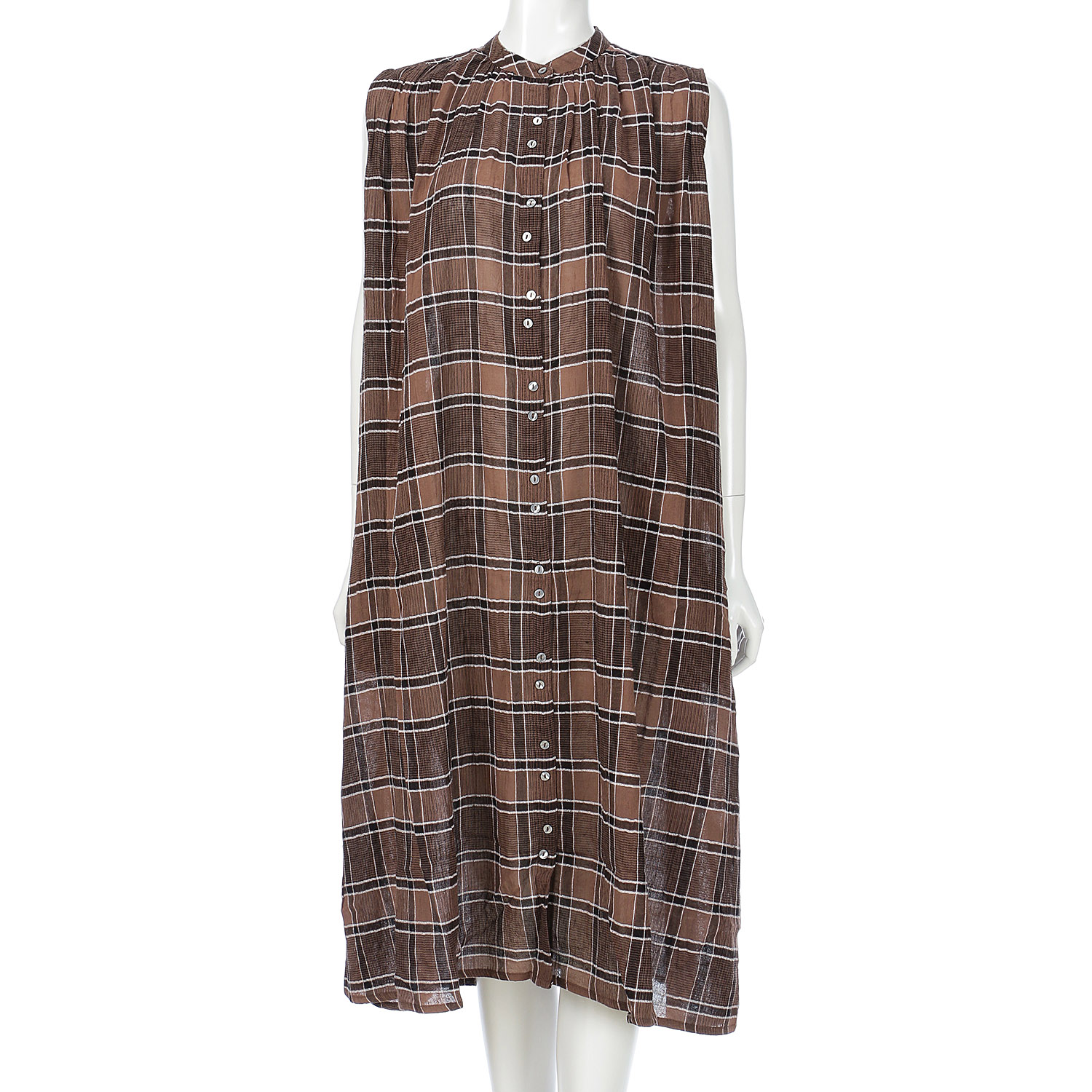 【ETONET限定】オーブ  チェック柄 ノースリーブギャザーワンピース - 画像1