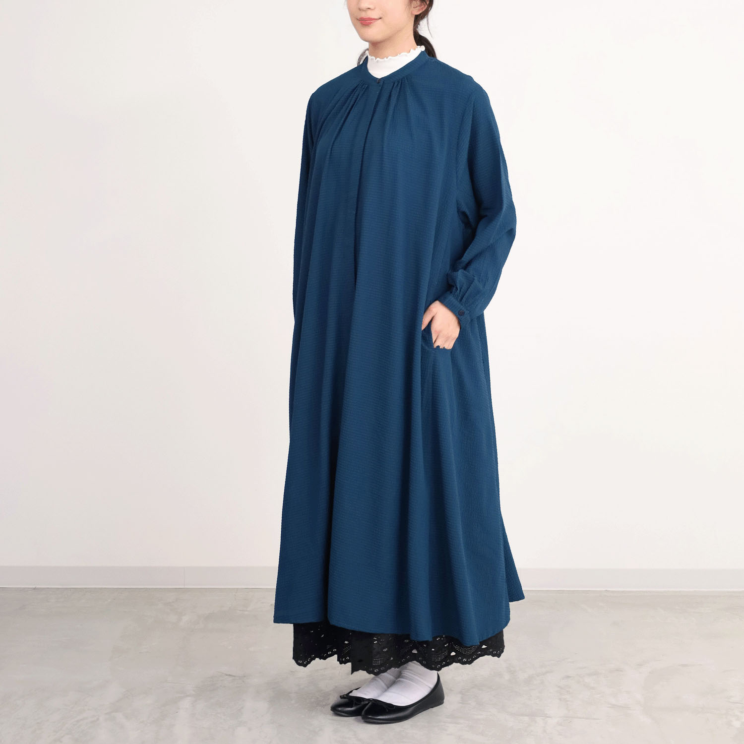 【ETONET限定】オーブ バンドカラーテントワンピース - 画像1