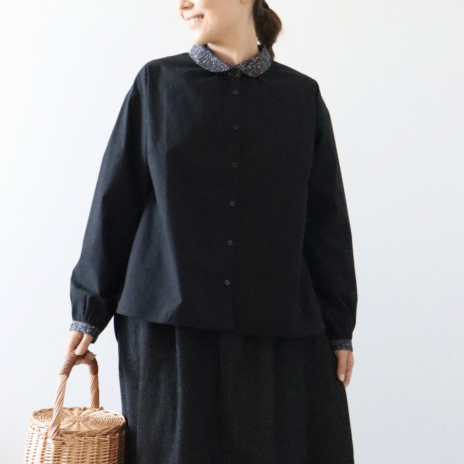 cloudnine ノンノ 小花プリントコンビブラウス