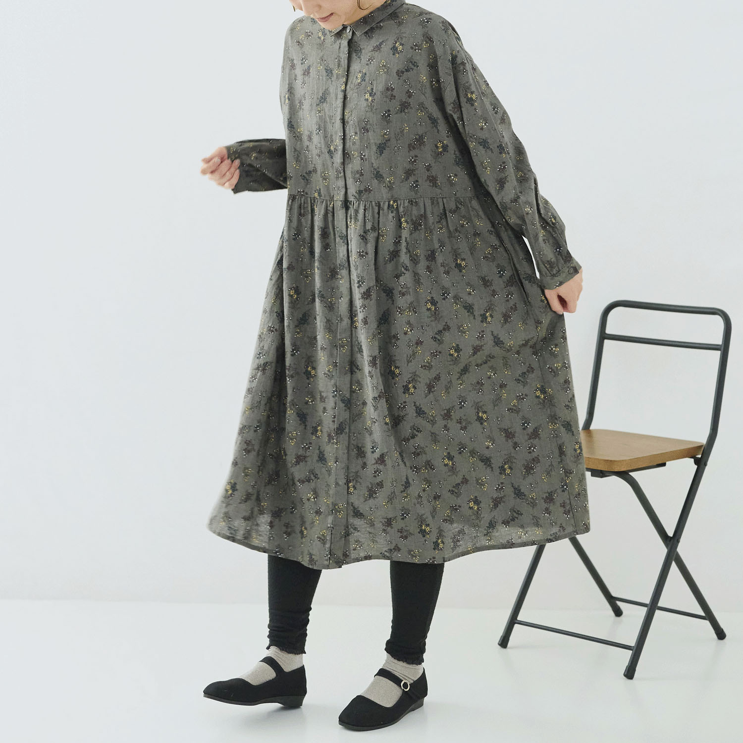 cloudnine ノンノ 綿麻レーヨン布帛花柄プリントワンピース - 画像2