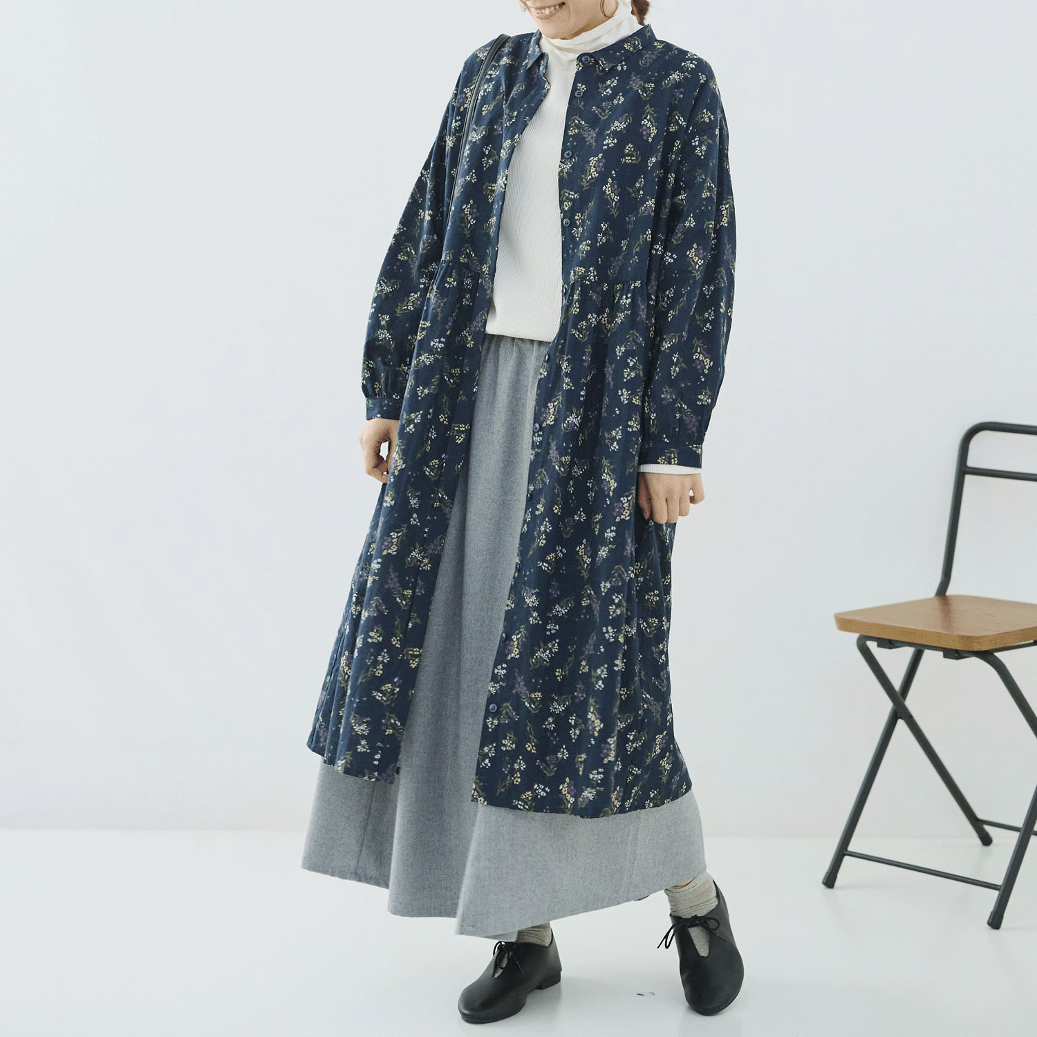 cloudnine ノンノ 綿麻レーヨン布帛花柄プリントワンピース - 画像1