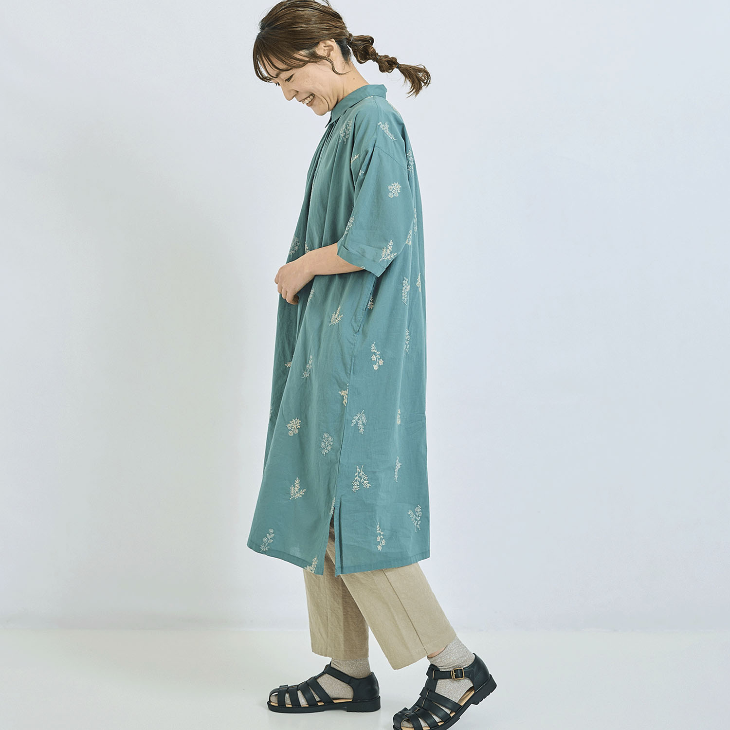 ノンノ ワンピース キャンブリック＋花柄総刺繍 - 画像12