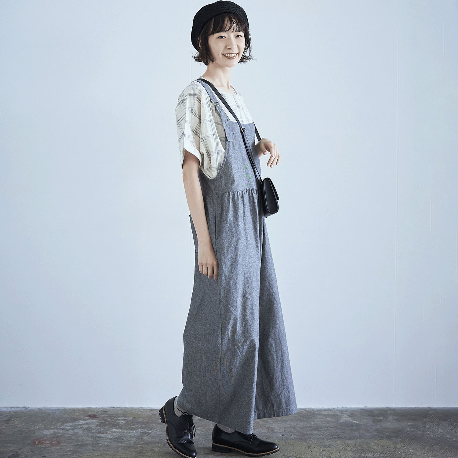 ノンノ サロペット 綿麻シャンブレー無地 - 画像8