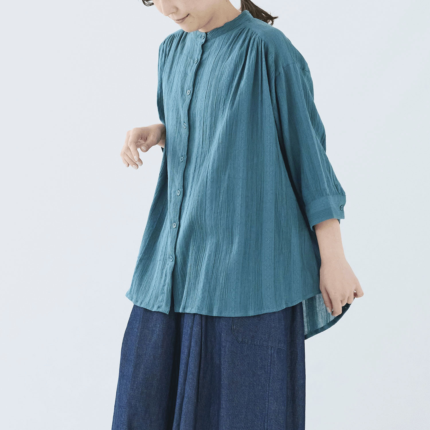 ノンノ ブラウス コットンクレープフラワーモチーフジャガード無地 - 画像10