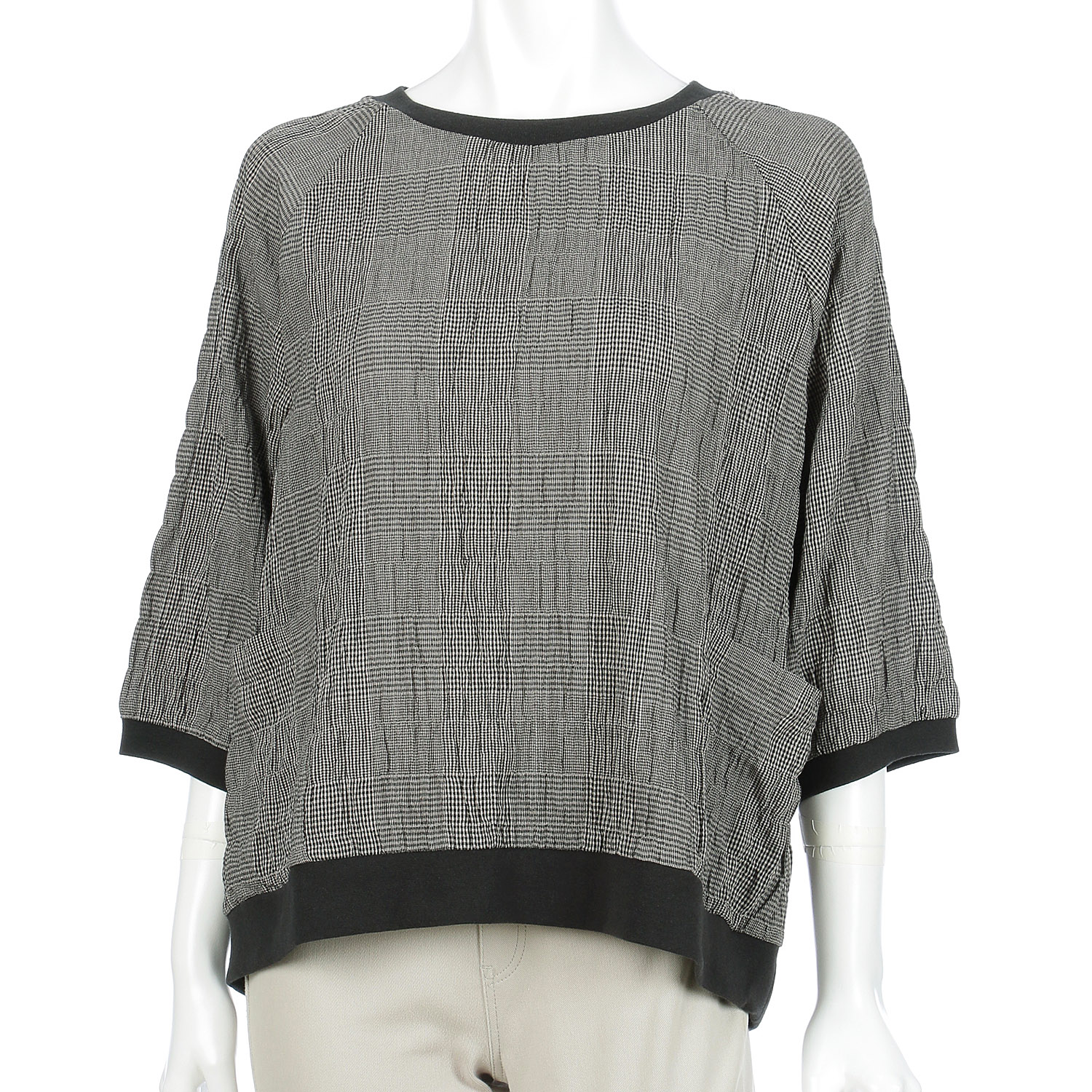 ノンノ ブラウス 綿Pu布帛チェック＋リブ - 画像5