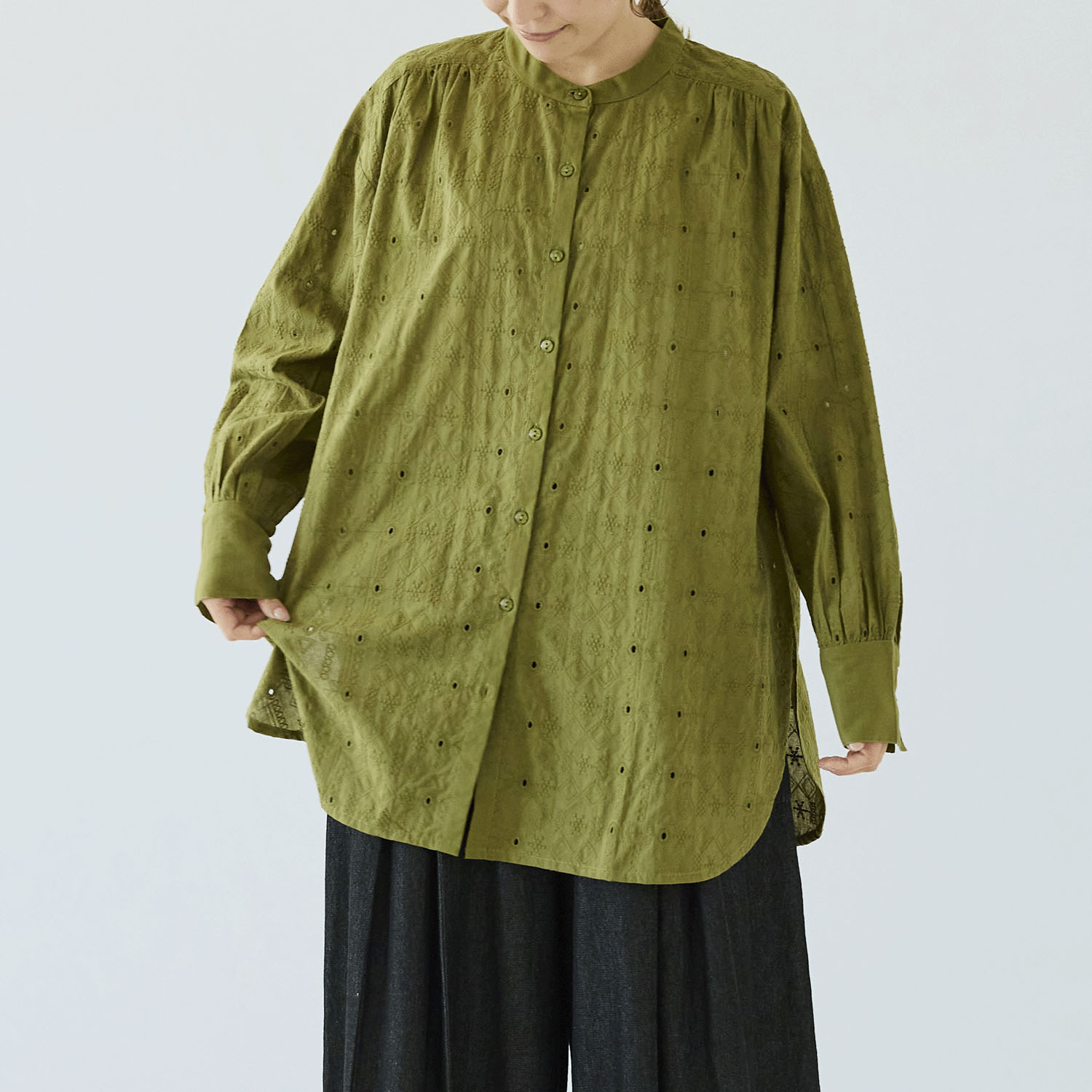 ノンノ チュニック キャンブリックシフリー刺繍＋キャンブリック無地