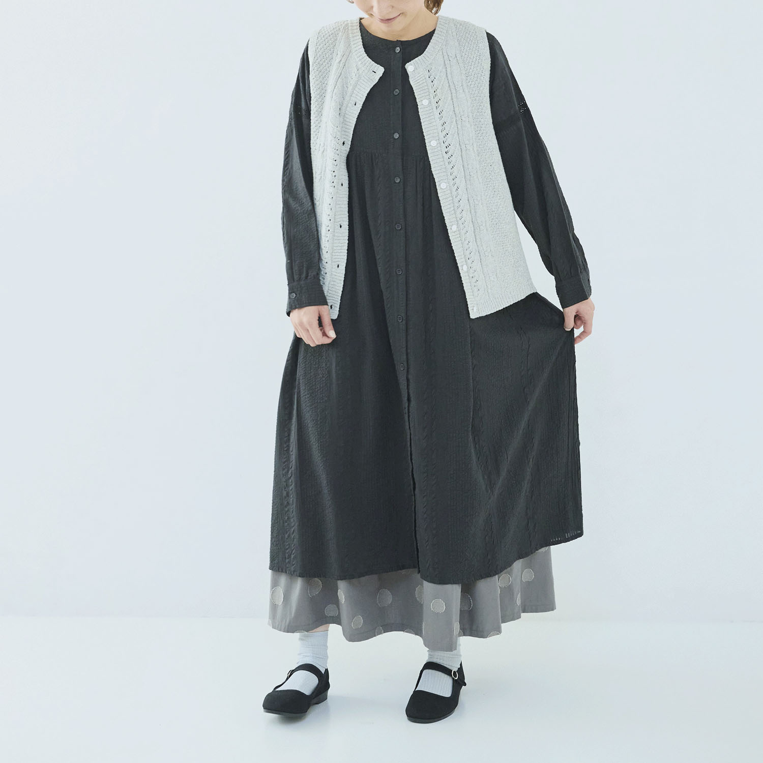 ノンノ ワンピース コットンシアサッカー＋トーションレース - 画像2