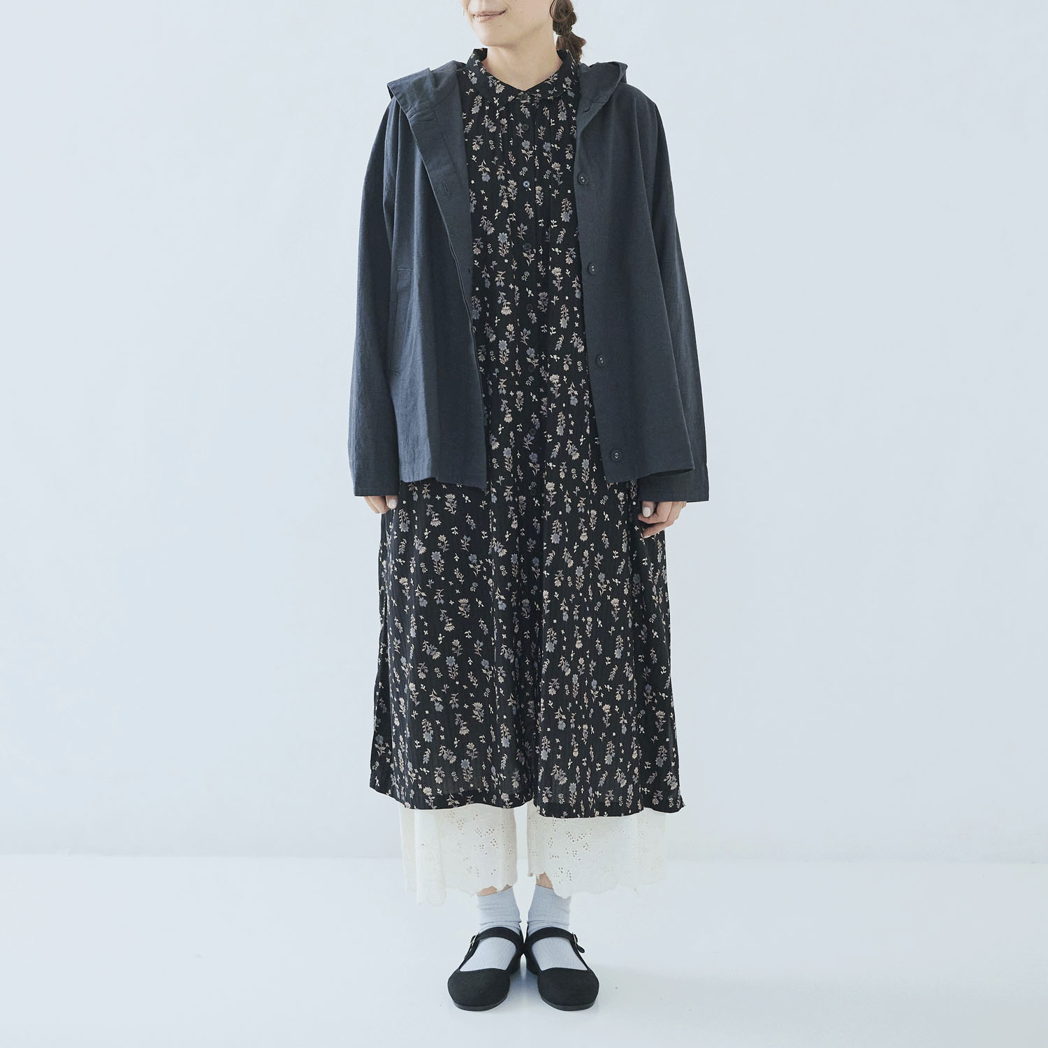 ノンノ フード付きブルゾン 綿麻無地 - 画像2