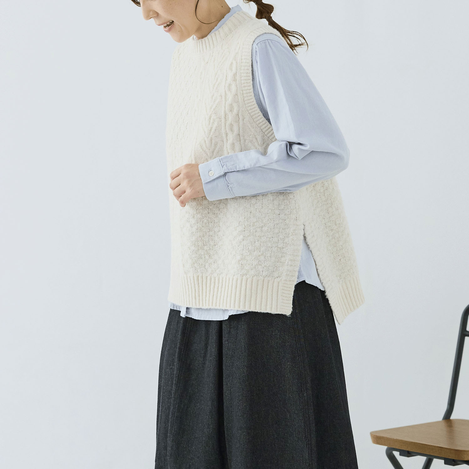 cloudnine ノンノ 4種柄異素材パッチワークニットベスト - 画像2