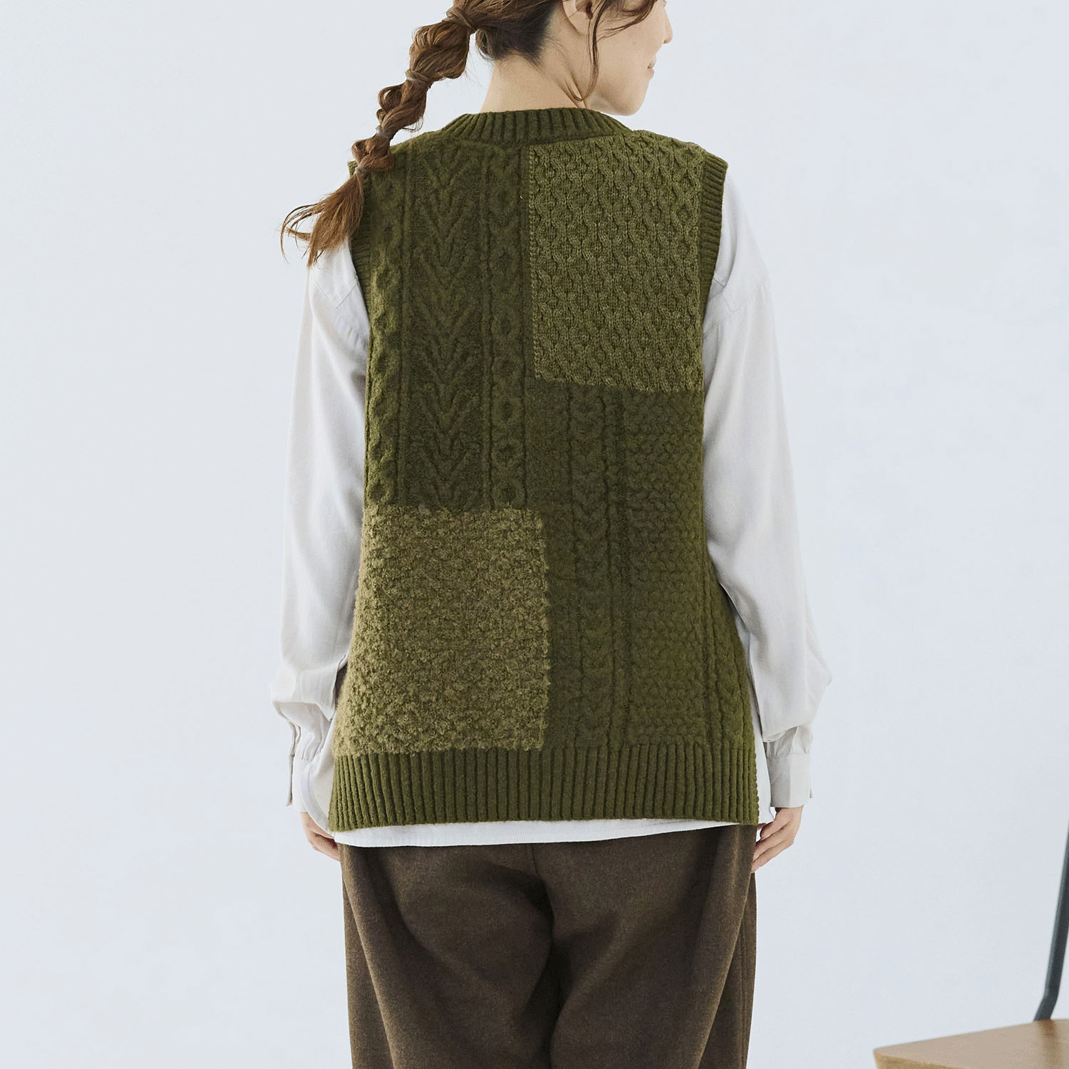 cloudnine ノンノ 4種柄異素材パッチワークニットベスト - 画像14