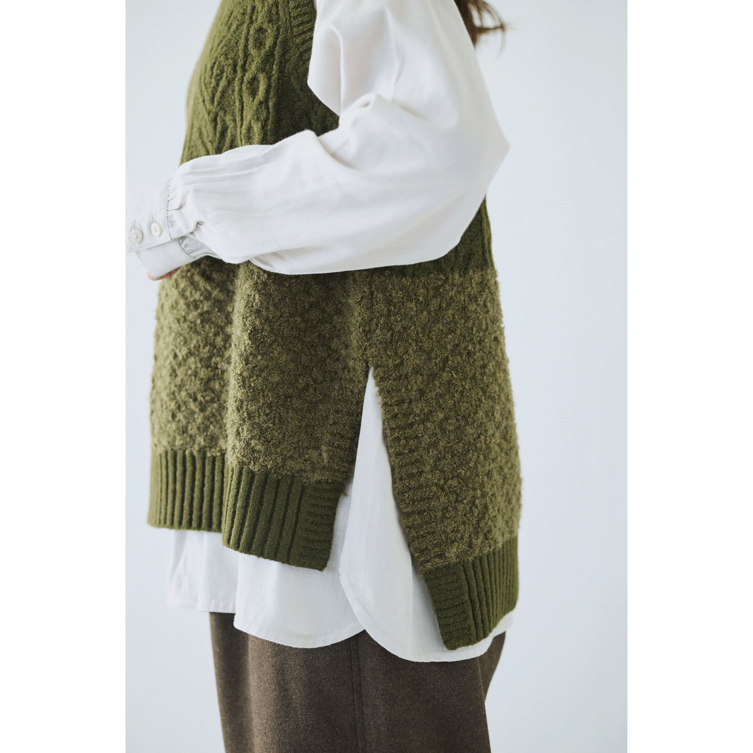 cloudnine ノンノ 4種柄異素材パッチワークニットベスト - 画像15