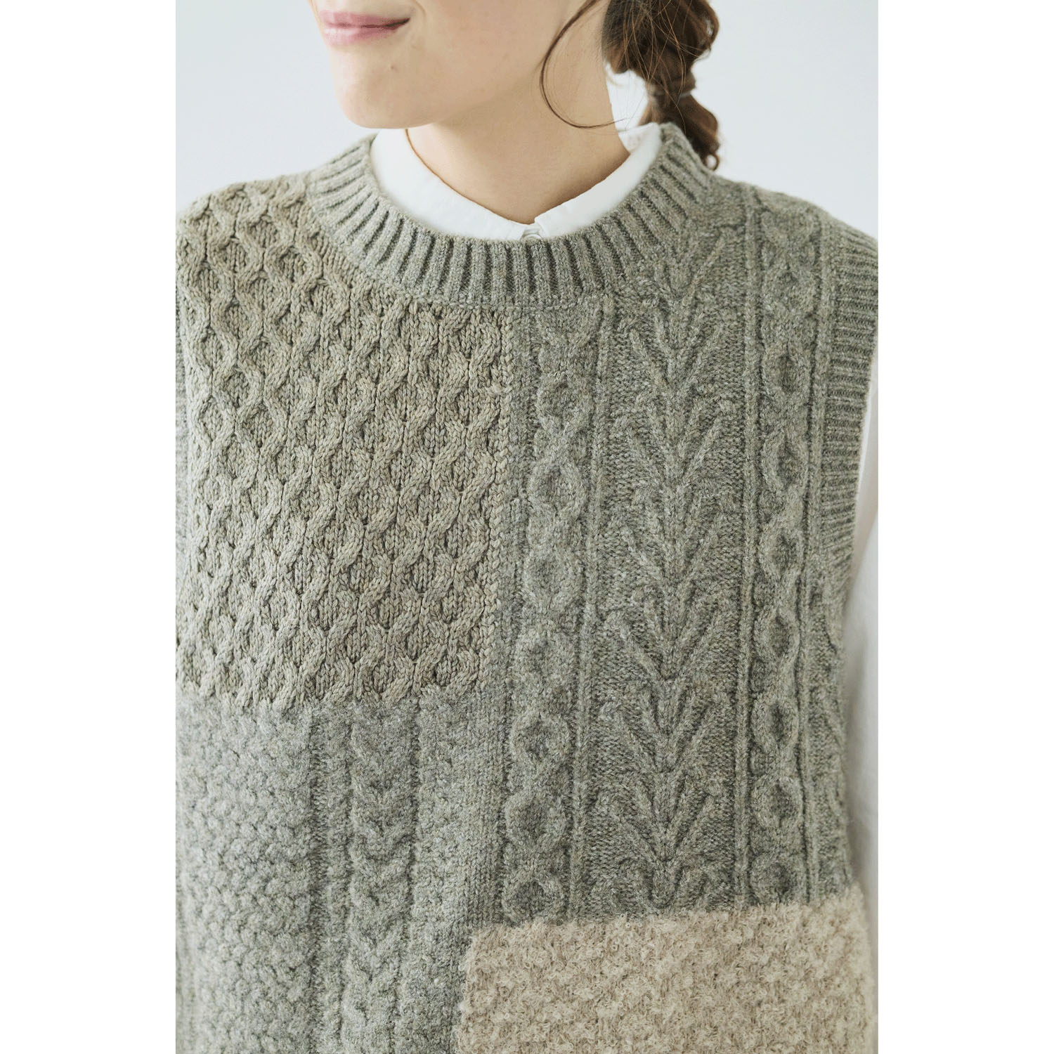 cloudnine ノンノ 4種柄異素材パッチワークニットベスト - 画像9