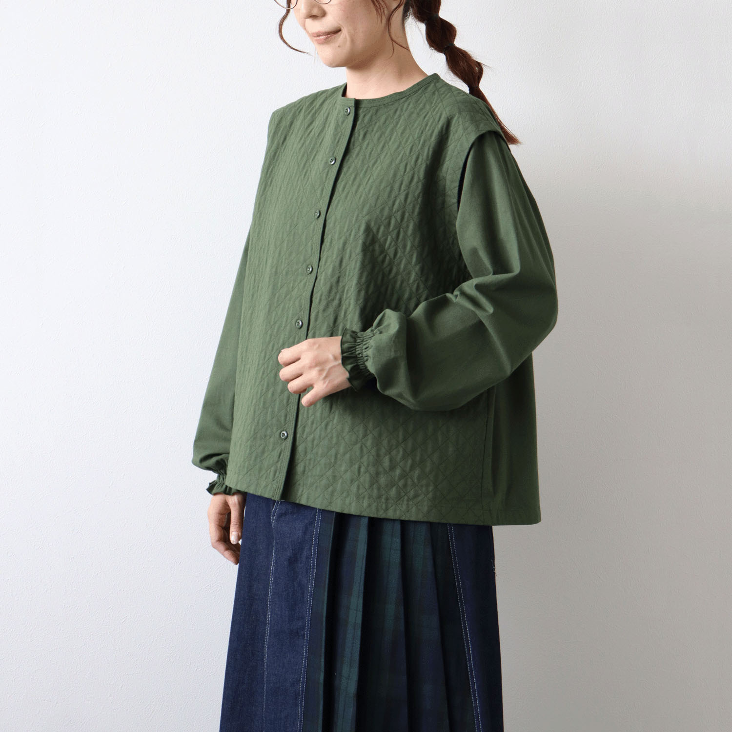 ノンノ コットン布帛キルティングステッチ入りブラウス - 画像13