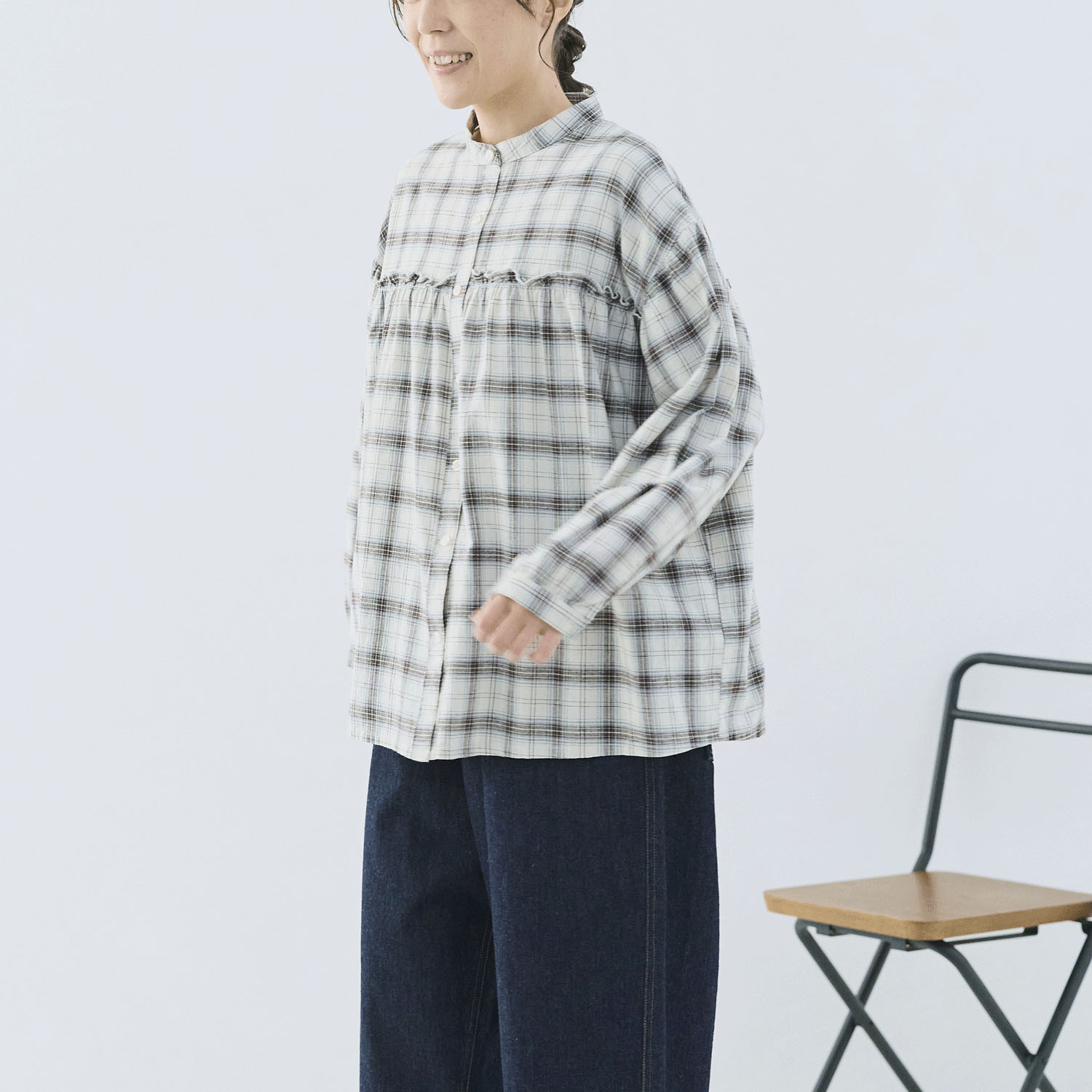 cloudnine ノンノ レーヨンチェックブラウス - 画像3