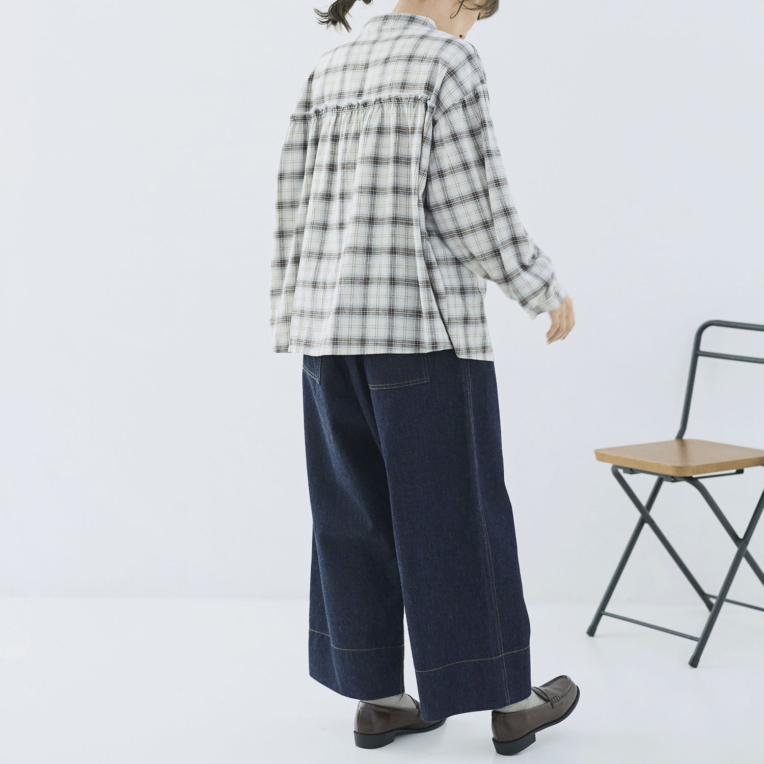 cloudnine ノンノ レーヨンチェックブラウス - 画像5