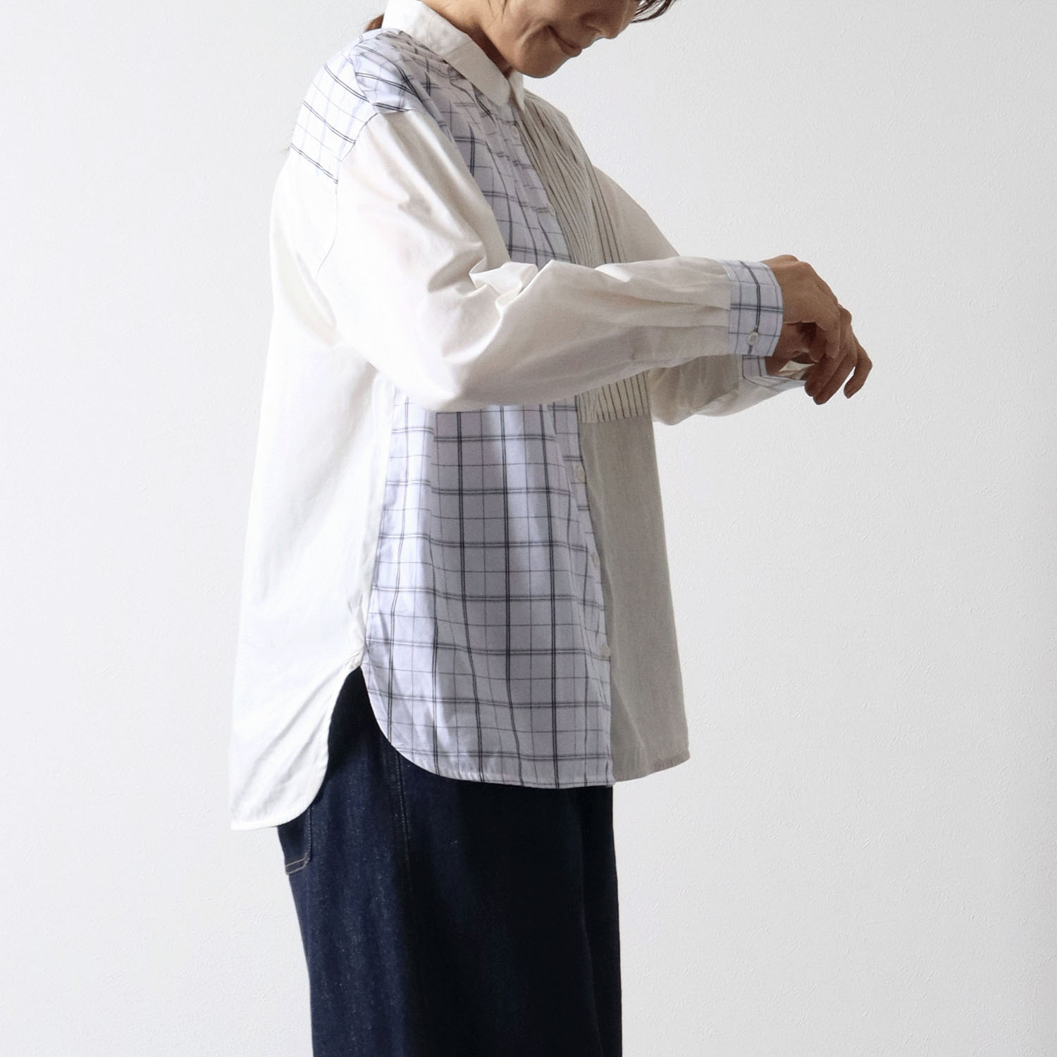 cloudnine ノンノ コットン布帛パッチワークブラウス - 画像5