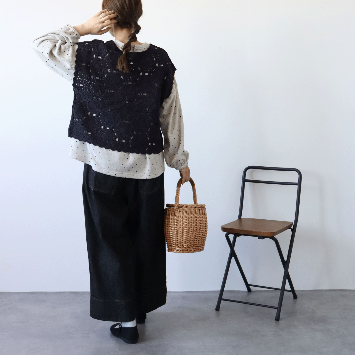 cloudnine ノンノ クロッシェ風編みフレンチスリーブニットベスト - 画像4