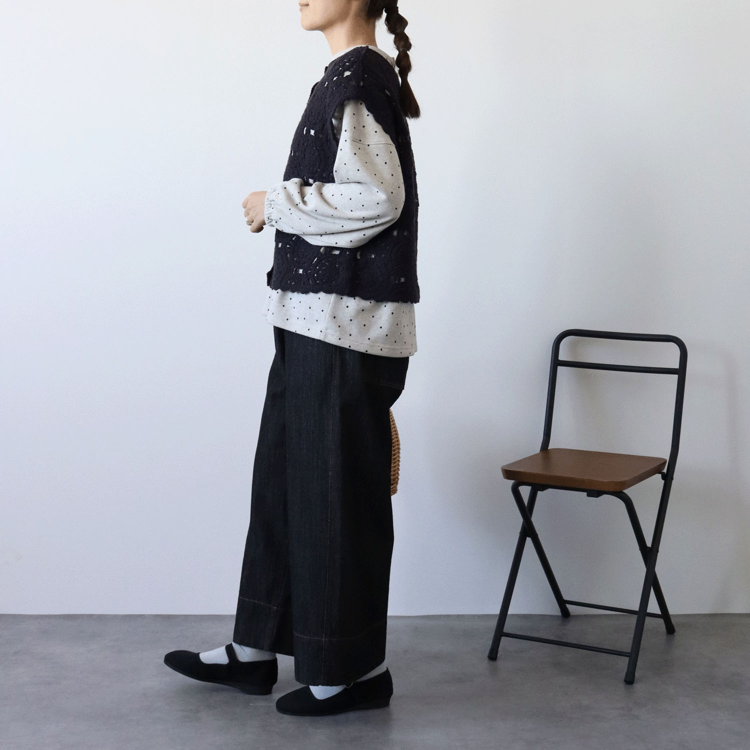 cloudnine ノンノ クロッシェ風編みフレンチスリーブニットベスト - 画像5