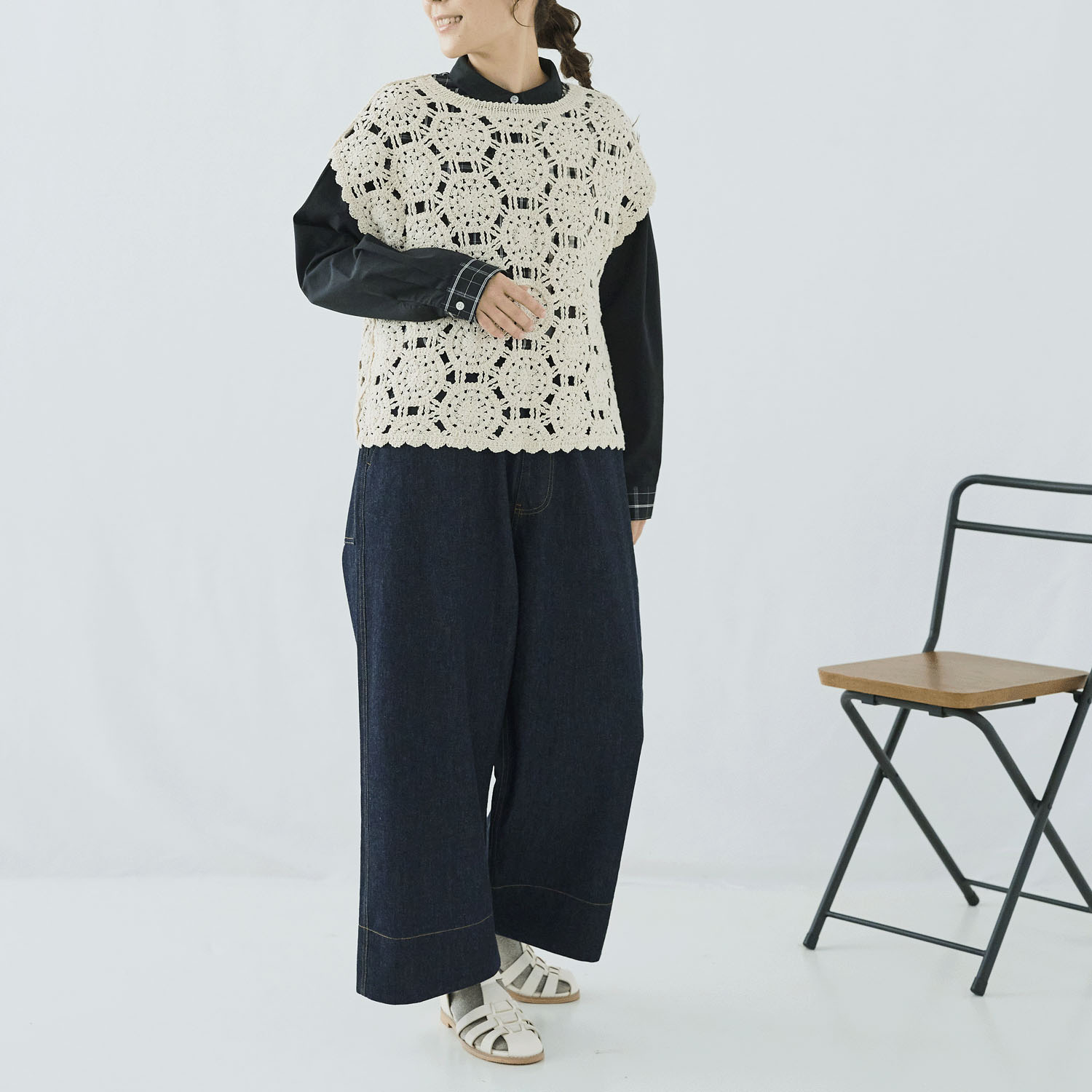 cloudnine ノンノ クロッシェ風編みフレンチスリーブニットベスト - 画像7