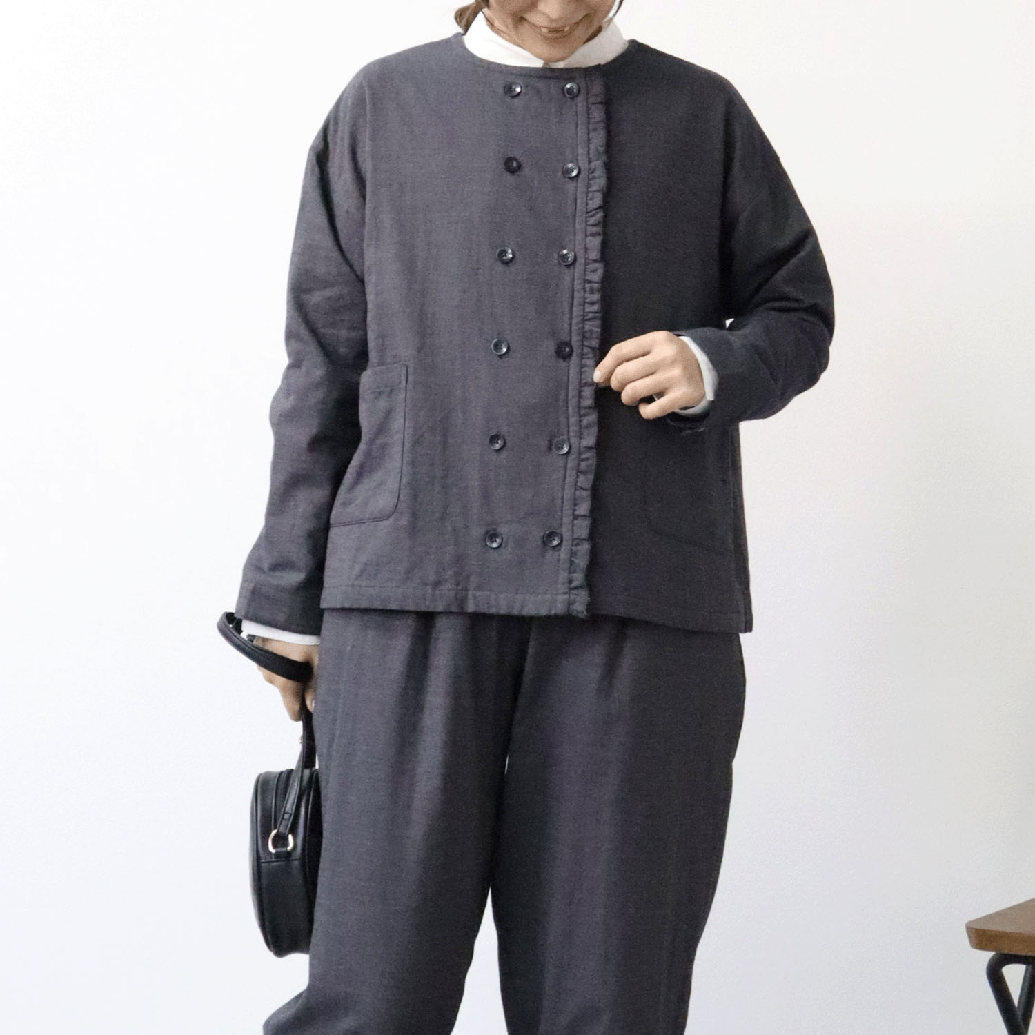 cloudnine ノンノ 前開きフリル付きダブルボタンジャケット