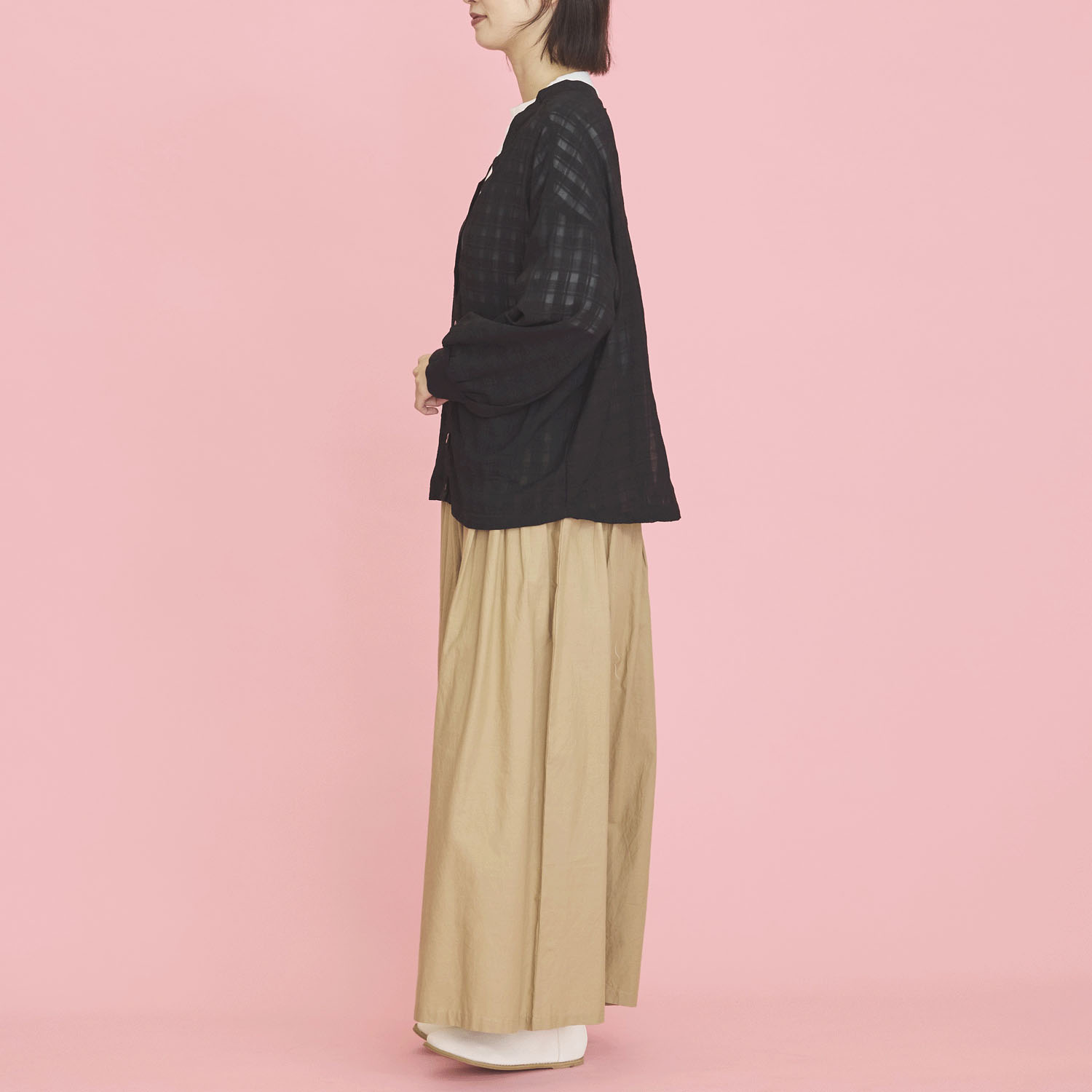 オーブ m．n シアーチェックボタン開き長袖ドルマンカーディガン - 画像5