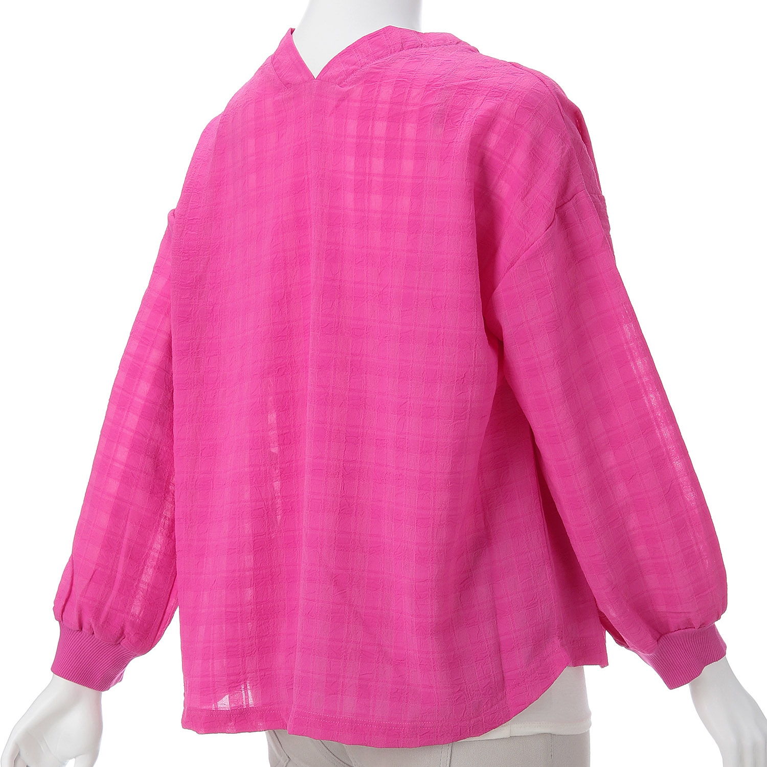 オーブ m．n シアーチェックボタン開き長袖ドルマンカーディガン - 画像8