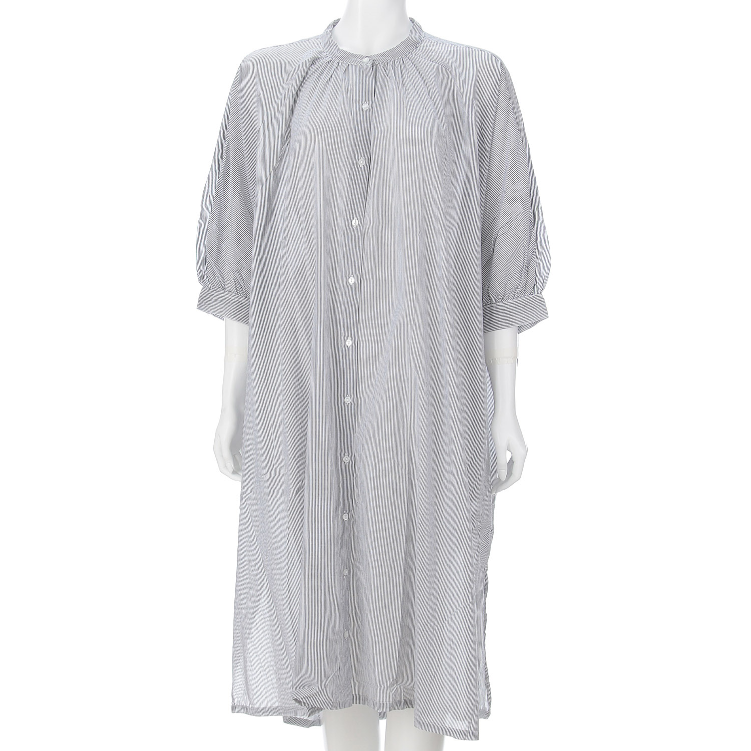 オーブ m．n 先染めストライプボイルワイドワンピース - 画像2