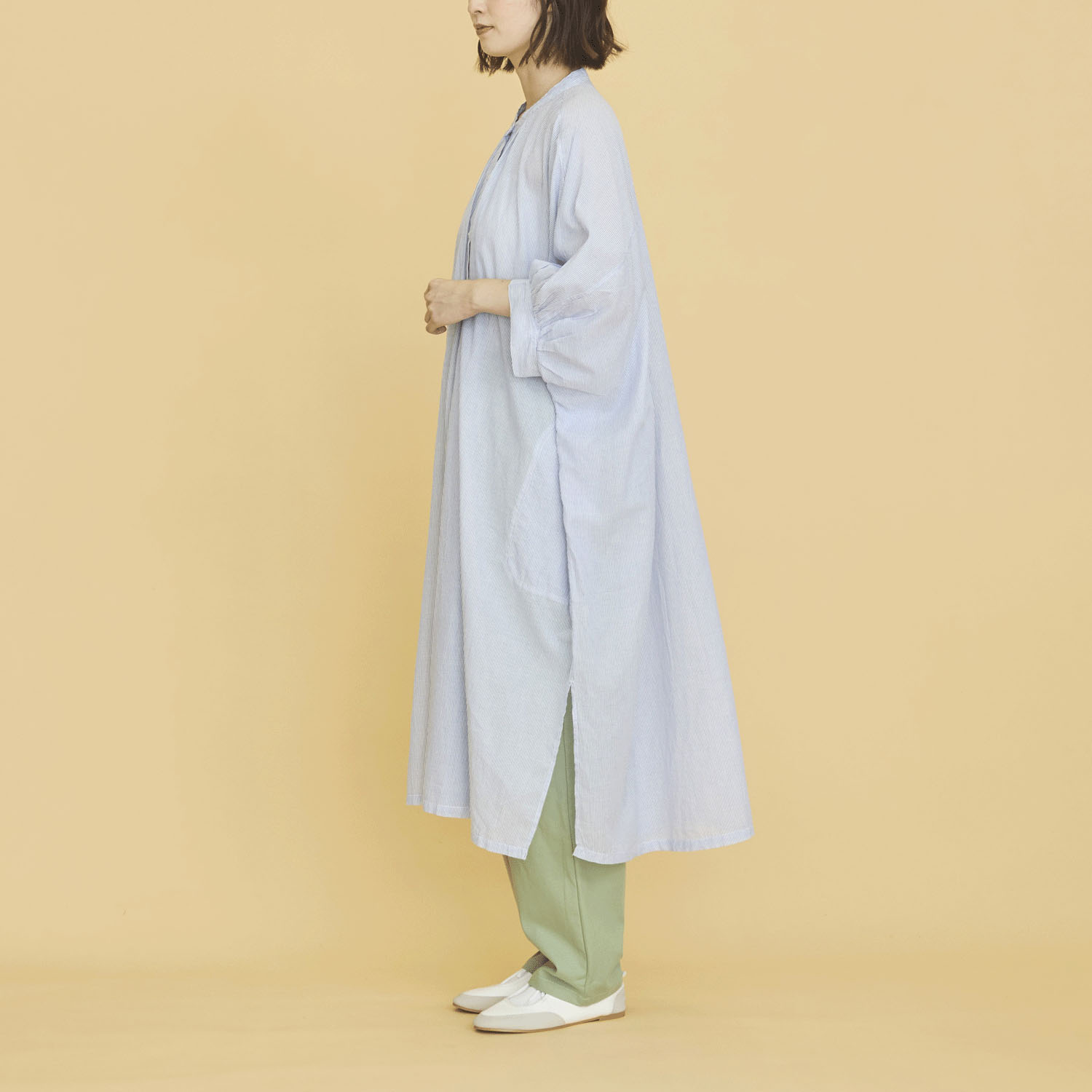 オーブ m．n 先染めストライプボイルワイドワンピース - 画像11