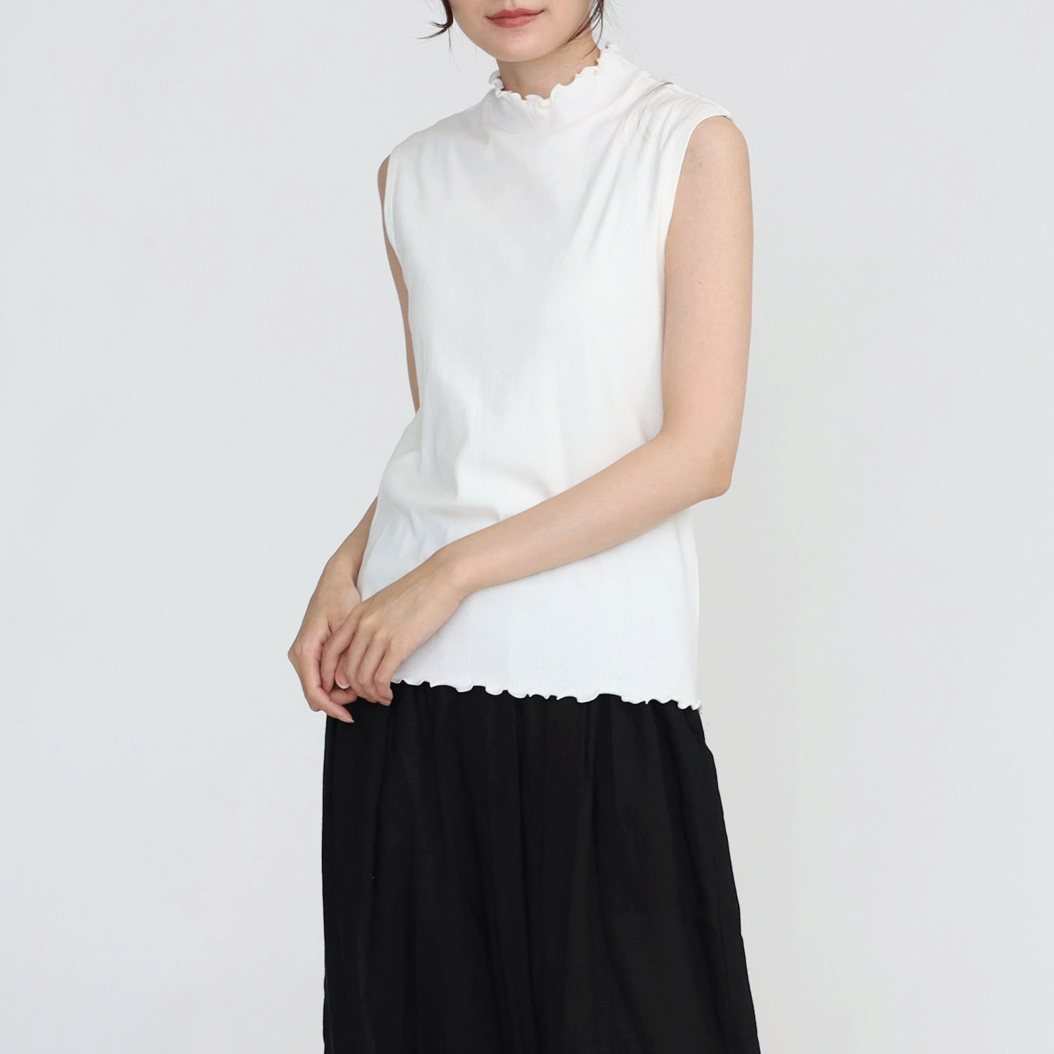 オーブ m．n リブハイネックメローノースリーブカットソー - 画像2