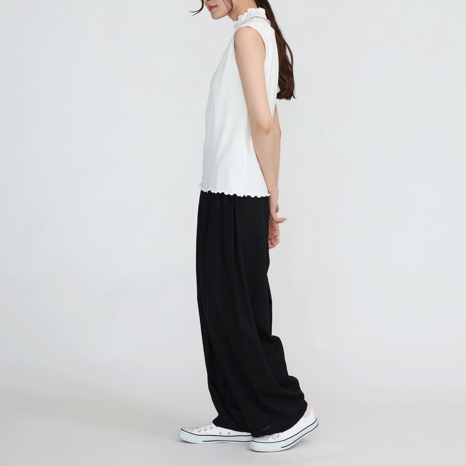 オーブ m．n リブハイネックメローノースリーブカットソー - 画像6