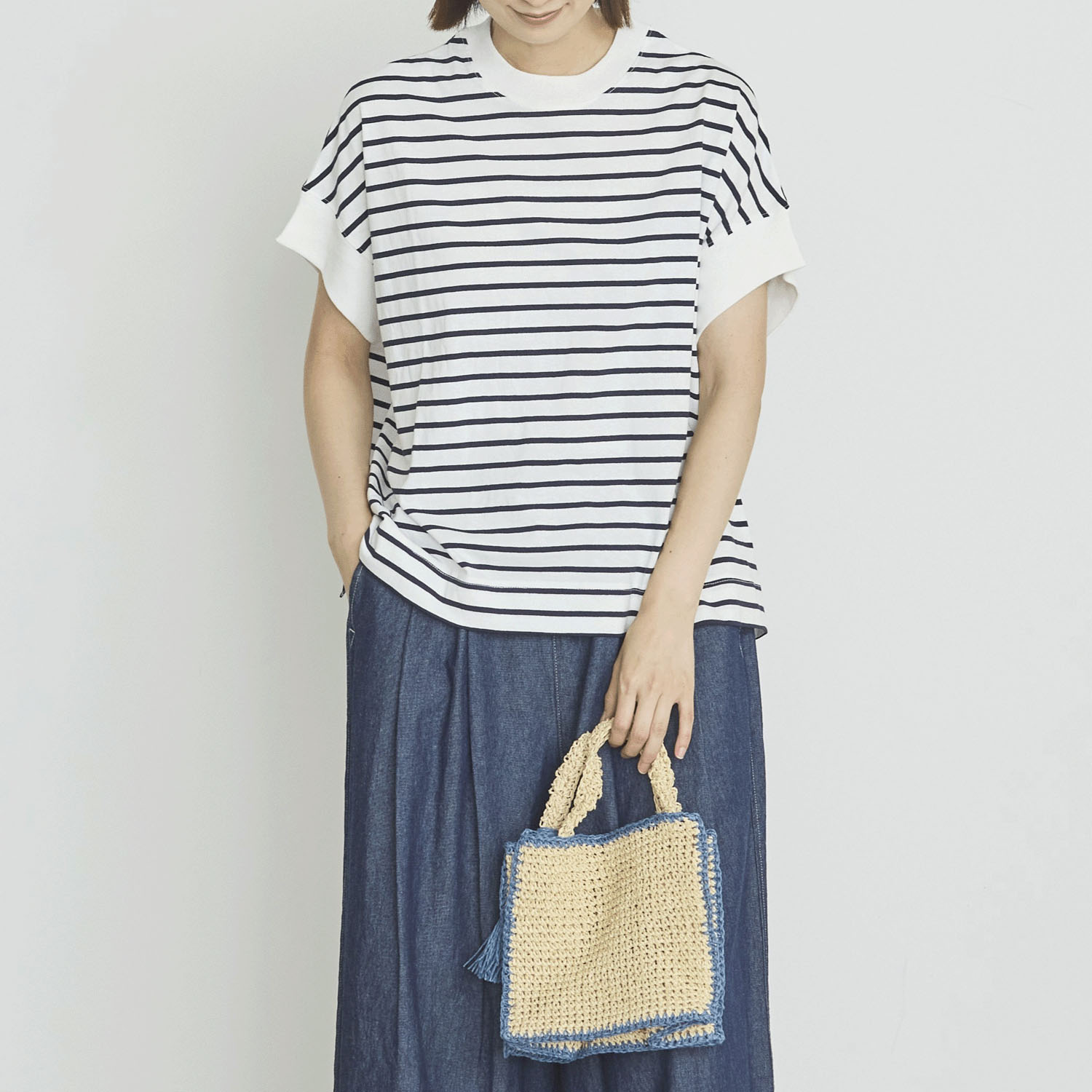 オーブ ヘビーウェイト天竺ボーダー半袖プルオーバー - 画像1