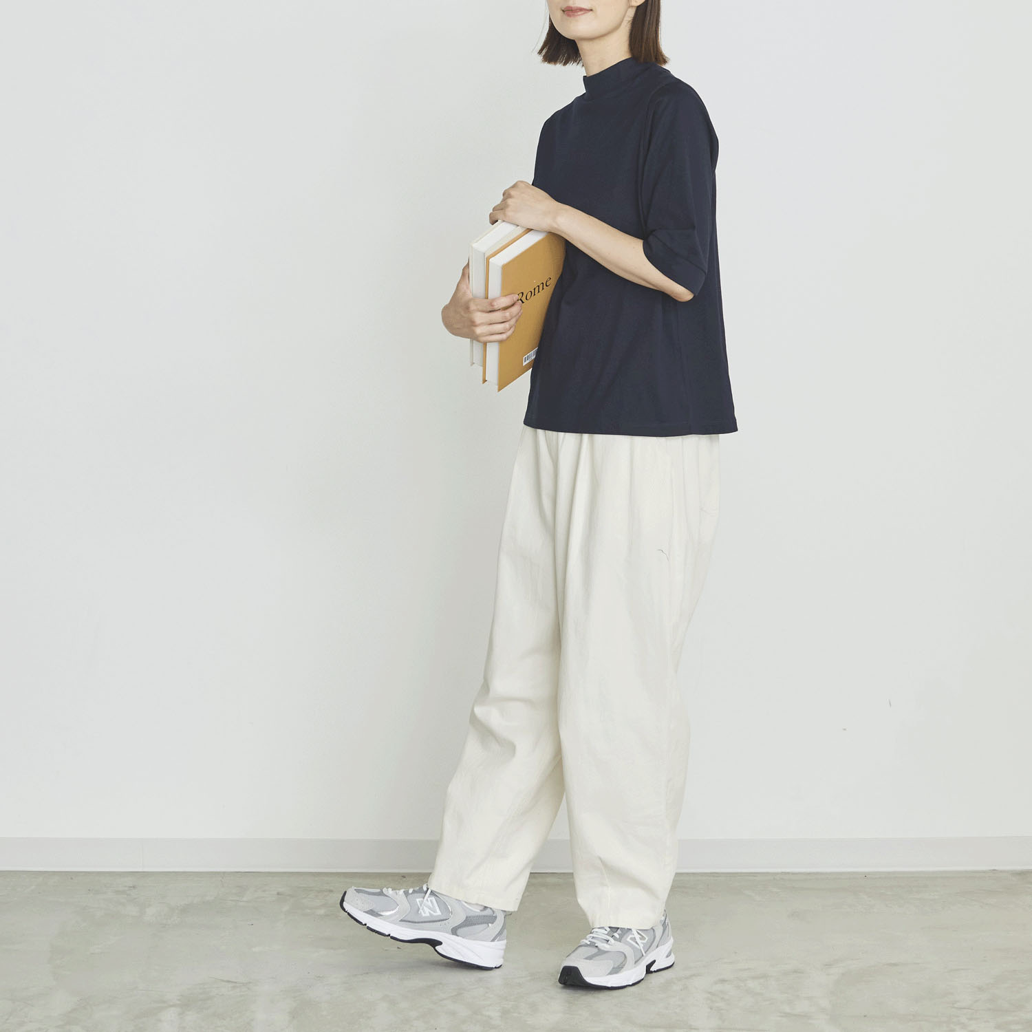 オーブ m．n エンザイム加工ハイネック5分袖プルオーバー - 画像10