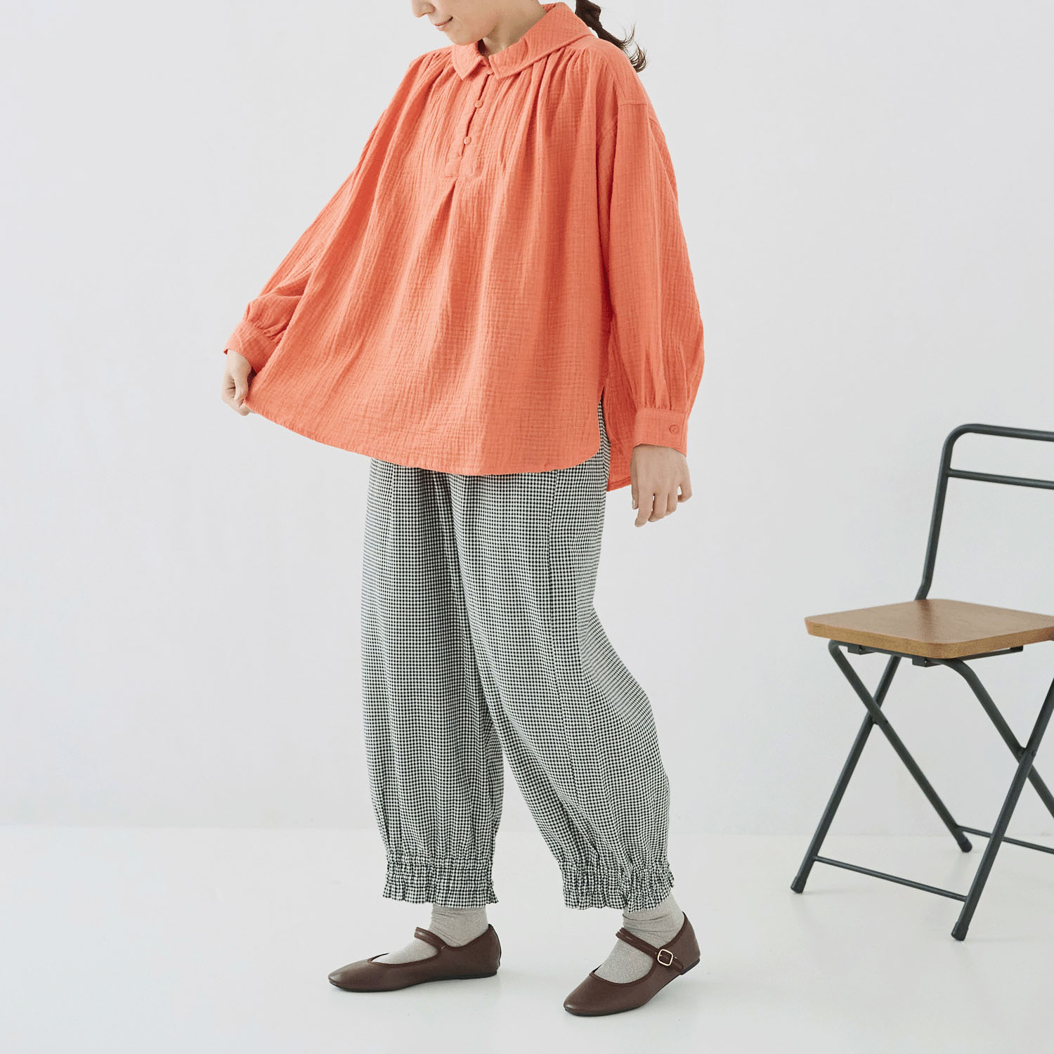 cloudnine ノンノ 先染めコットン楊柳Wガーゼブラウス - 画像11