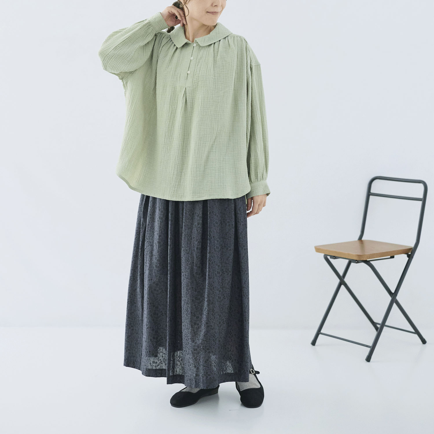 cloudnine ノンノ 先染めコットン楊柳Wガーゼブラウス - 画像14