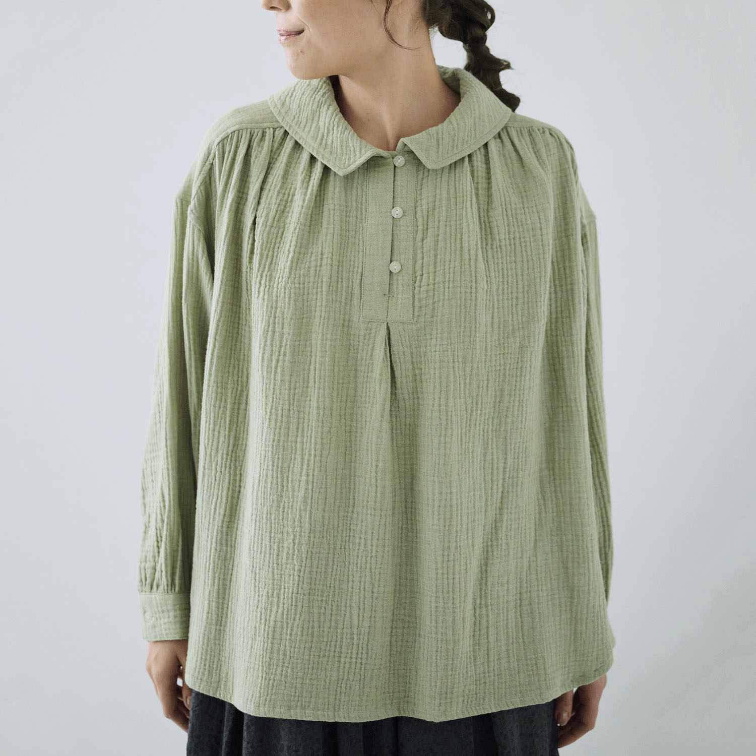 cloudnine ノンノ 先染めコットン楊柳Wガーゼブラウス - 画像16