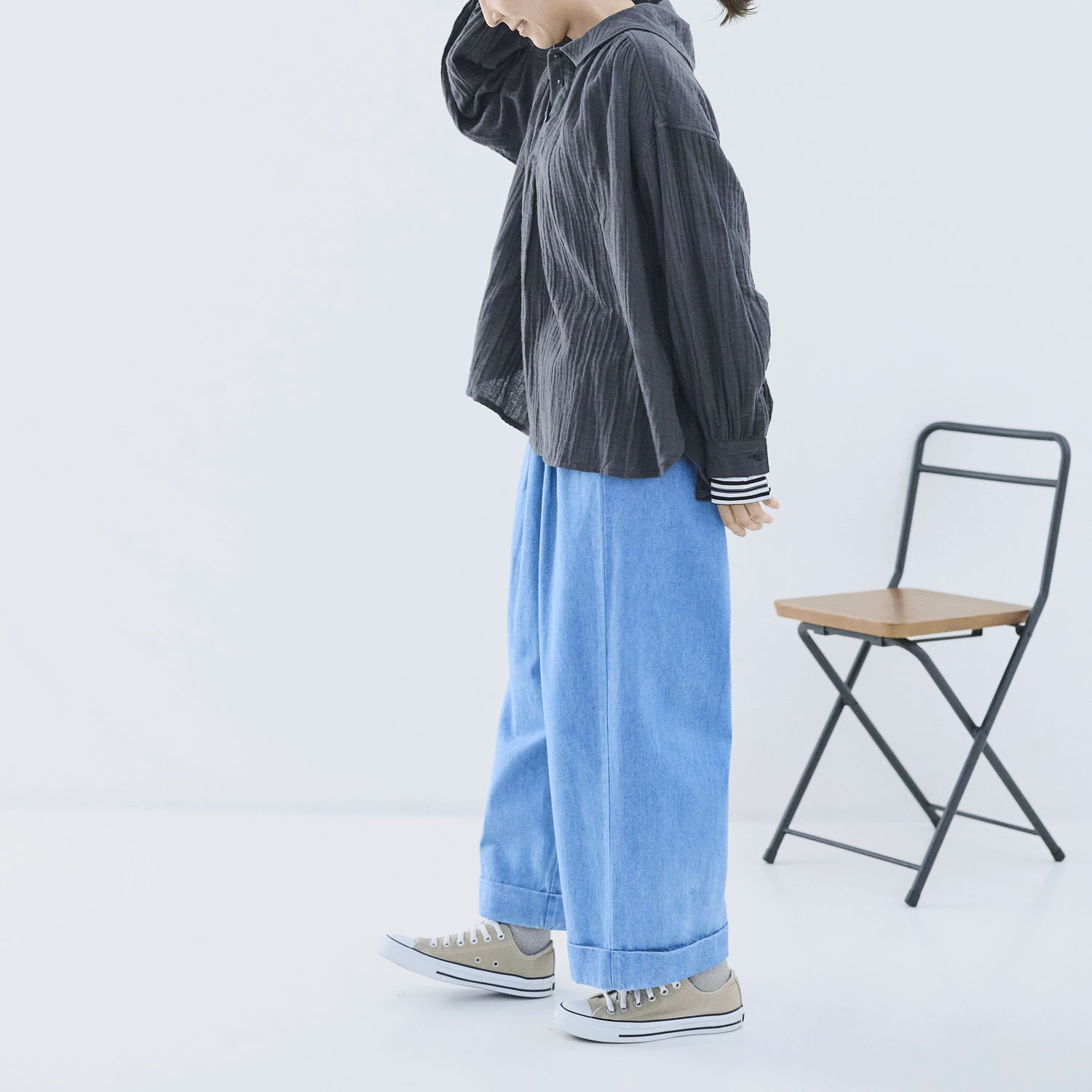 cloudnine ノンノ 先染めコットン楊柳Wガーゼブラウス - 画像3