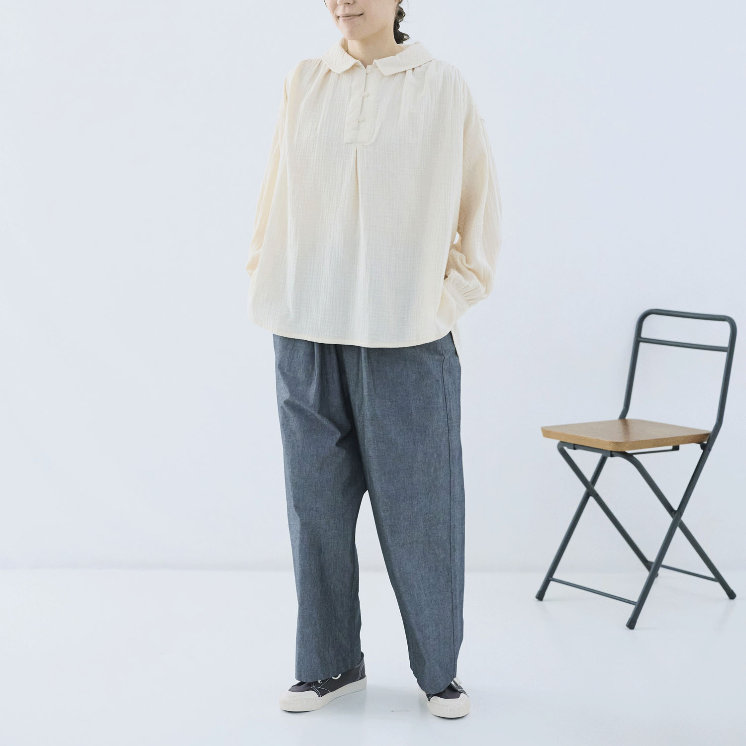 cloudnine ノンノ 先染めコットン楊柳Wガーゼブラウス - 画像5