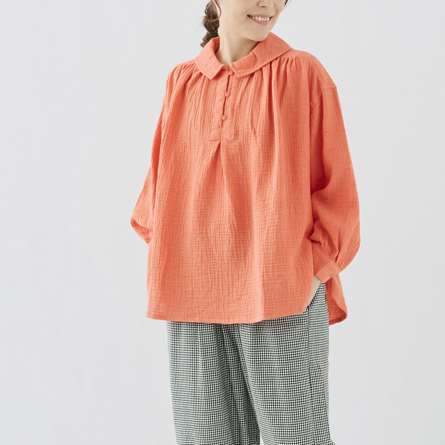 cloudnine ノンノ 先染めコットン楊柳Wガーゼブラウス - 画像8