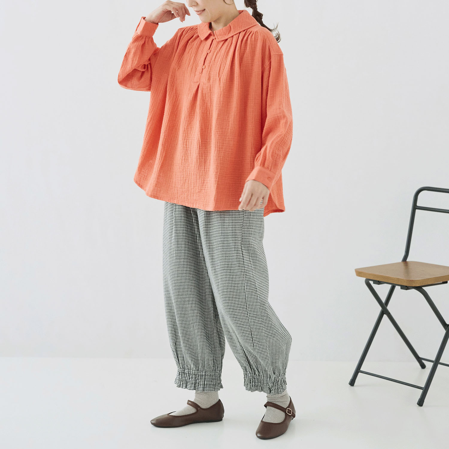 cloudnine ノンノ 先染めコットン楊柳Wガーゼブラウス - 画像9