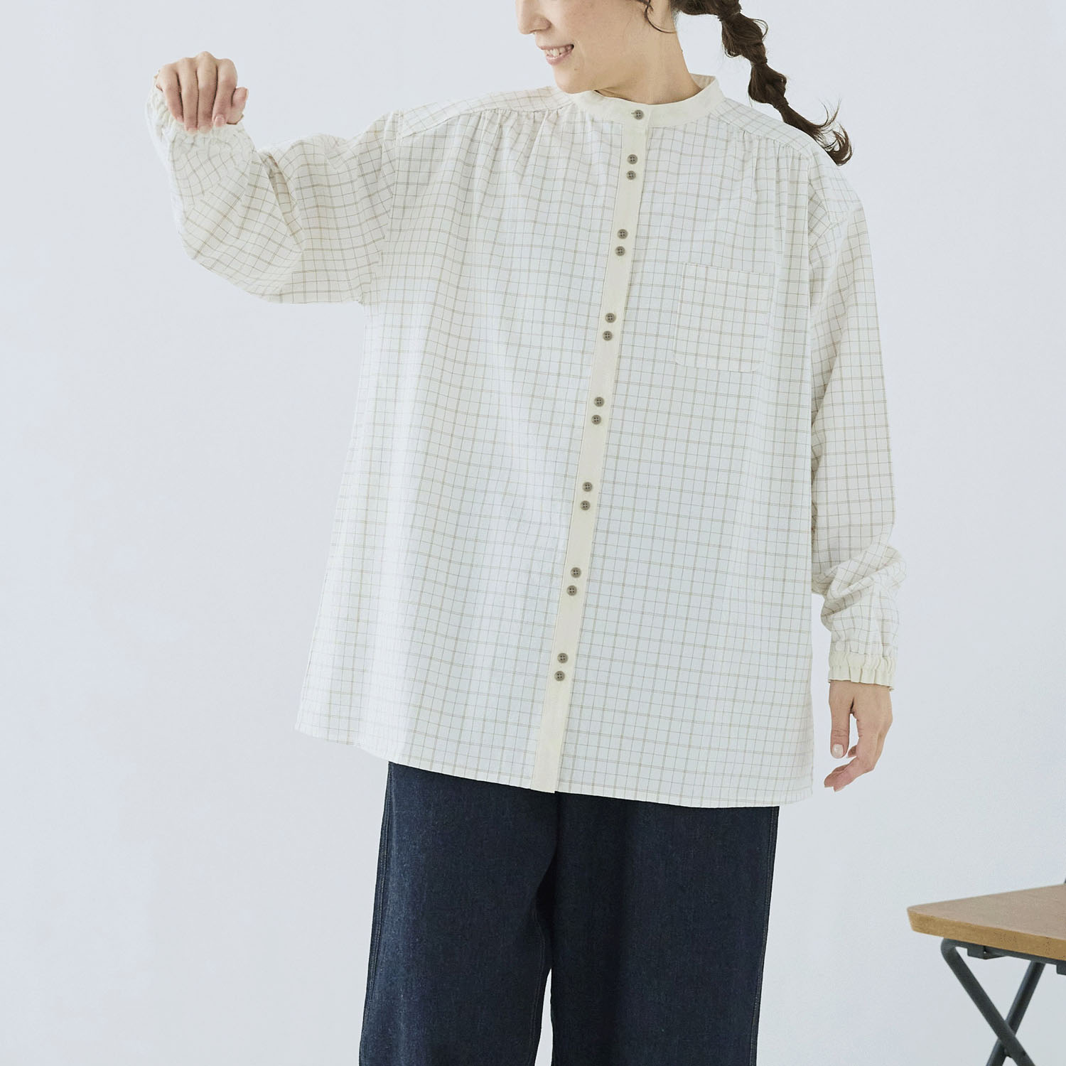 cloudnine ノンノ キャンバスチェック配色チュニック - 画像1